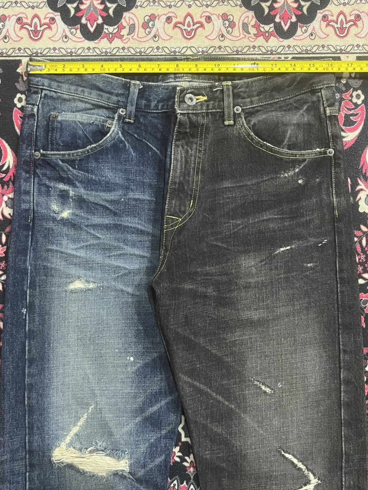 Japanese Brand Maison Conception Libre Two Toned Distressed Whisker Jeans Size US 32 / EU 48 - 11 Thumbnail