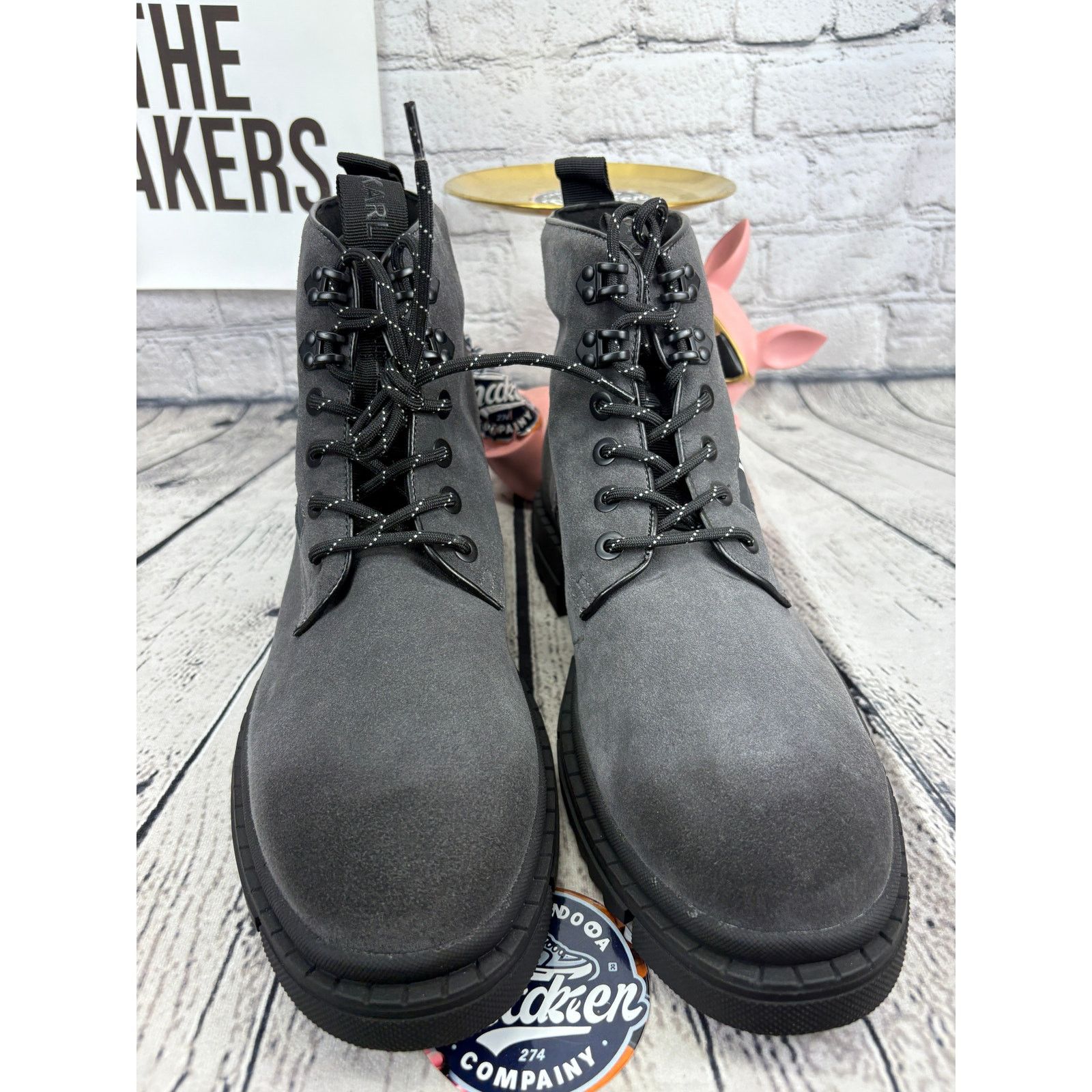 Karl Lagerfeld Karl Lagerfeld Paris Combat Boots Grained Leather Mens 13 Size US 13 / EU 46 - 6 Thumbnail