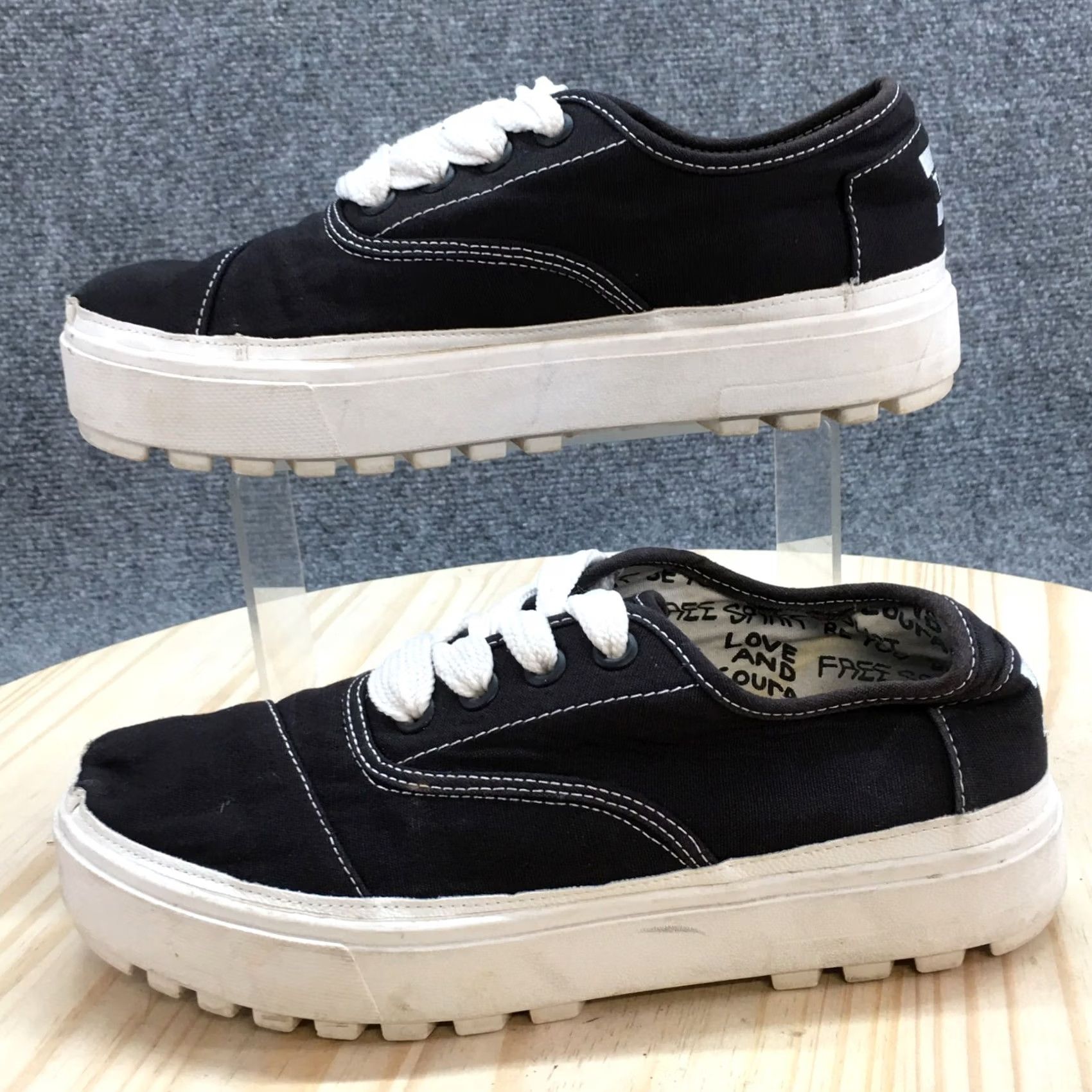 Toms TOMS Sneaker Women 8 Black Cordones Lace Up Platform Casual Comfort Size US 8 / IT 38 - 2 Thumbnail