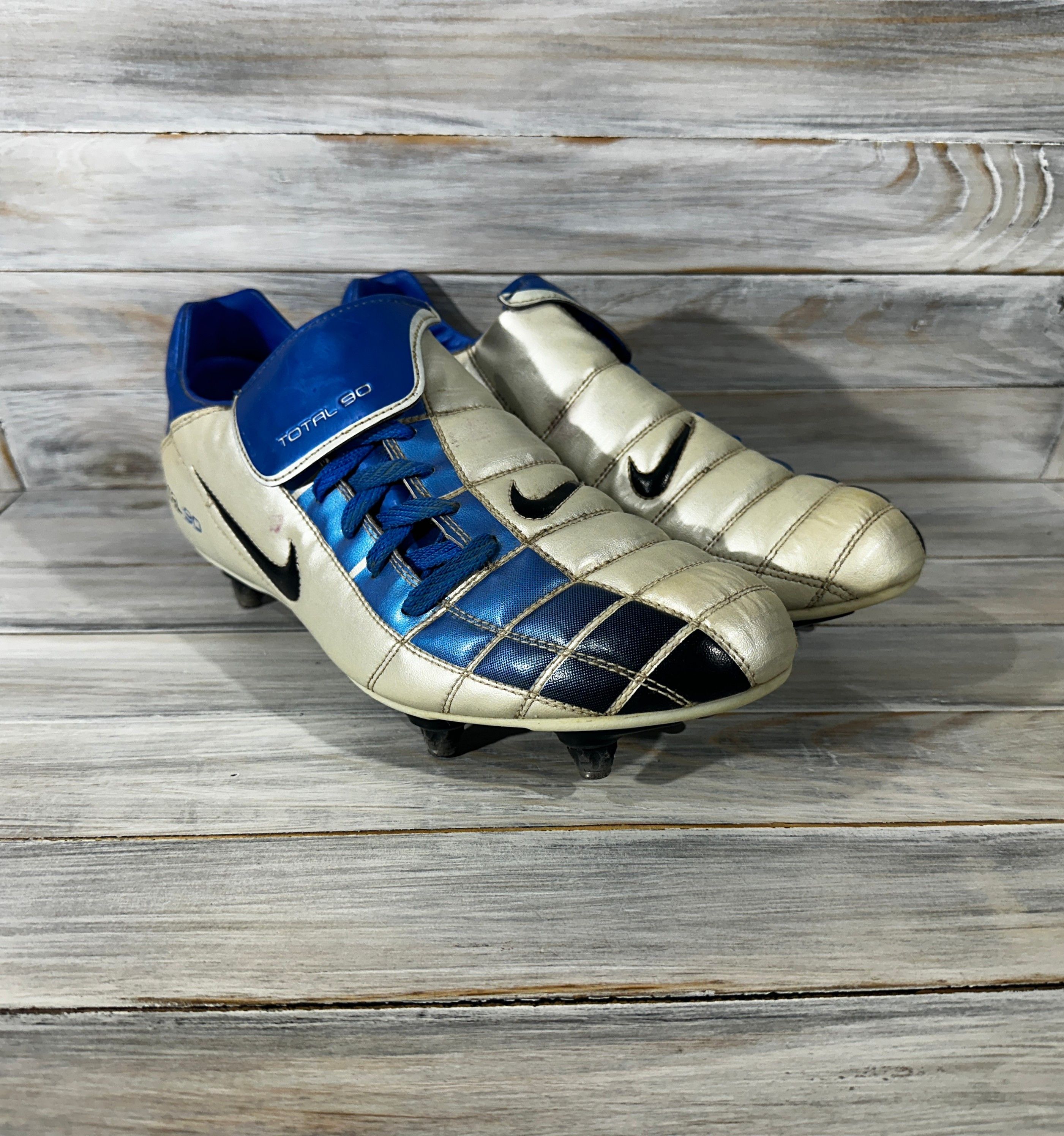 Nike × Vintage Vintage Nike Total 90 Men's Football Cleats Boots Silver Blu Size US 11 / EU 44 - 15 Thumbnail