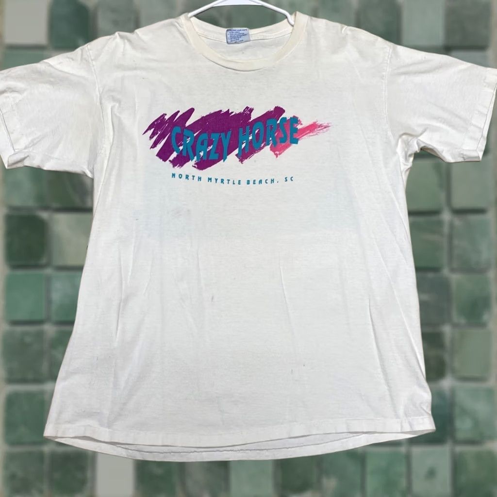 Vintage VINTAGE Crazy Horse All Sport Men's T-Shirt White XL Crew Neck Short Sleeve Pre-owned Size US XL / EU 56 / 4 - 1 Thumbnail