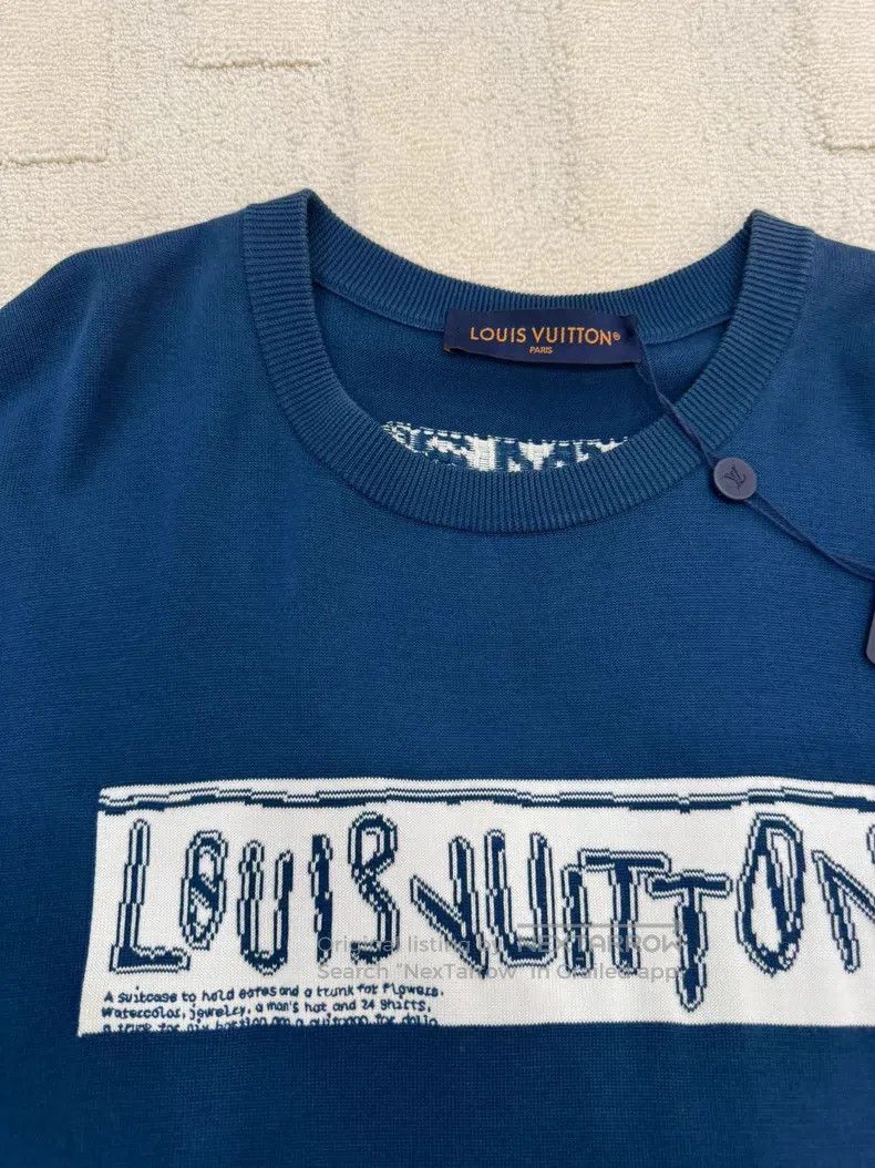Louis Vuitton Louis Vuitton size 4l Blue knit logo short sleeve Size US M / EU 48-50 / 2 - 2 Thumbnail