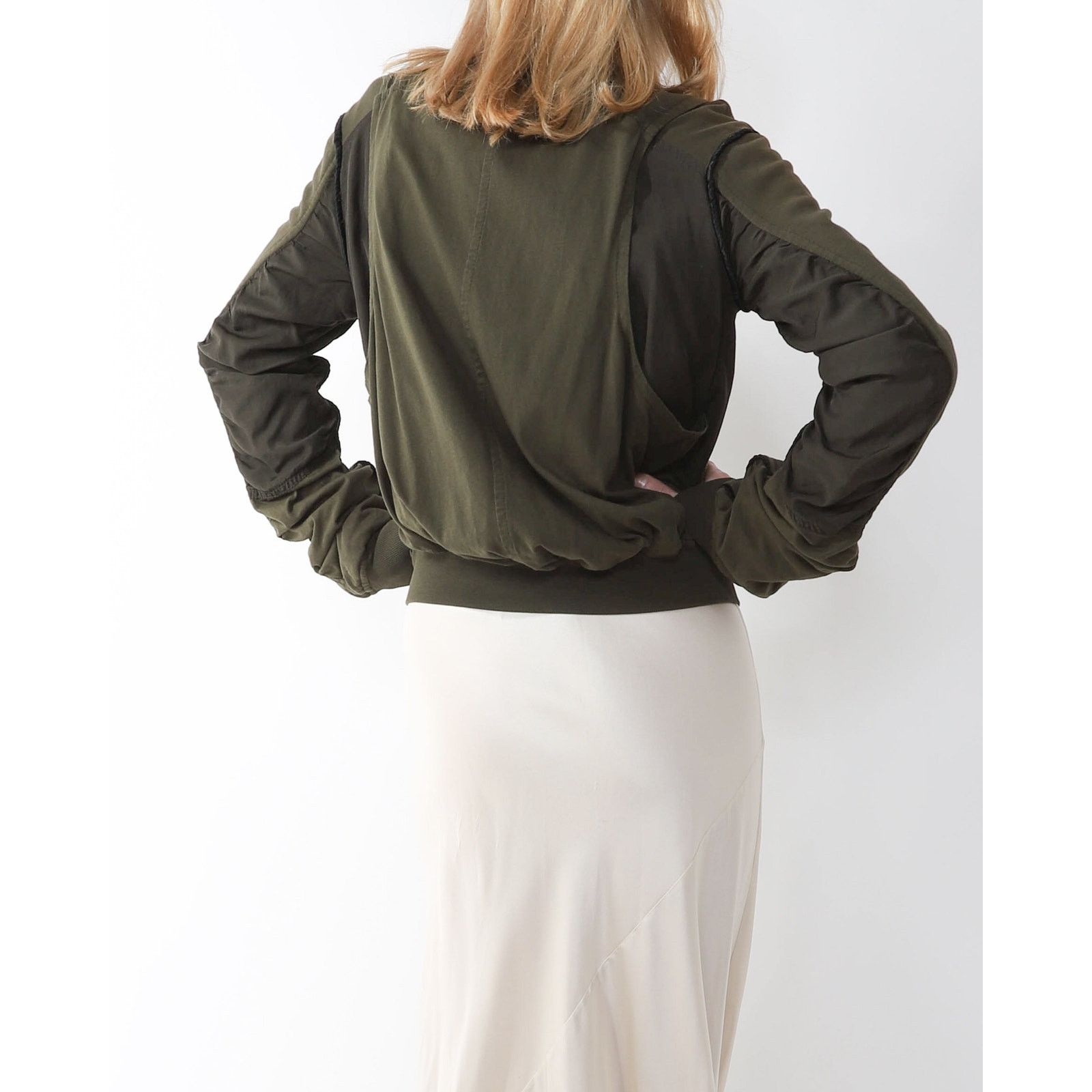 Haider Ackermann SS18 Perth Biker Bomber Jacket in Khaki Cotton Size S / US 4 / IT 40 - 2 Thumbnail