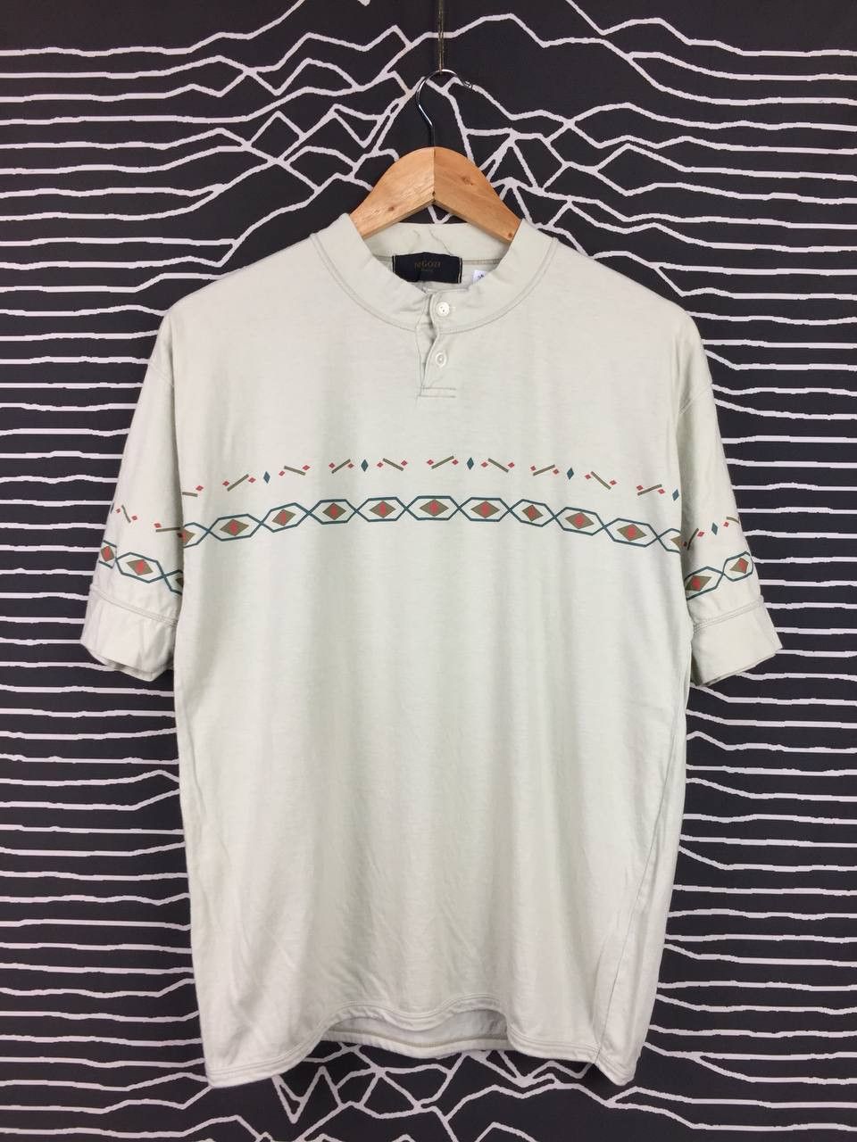 Japanese Brand Negozi Homme Aztec Patterned Henley Neck Tee Size US M / EU 48-50 / 2 - 2 Thumbnail