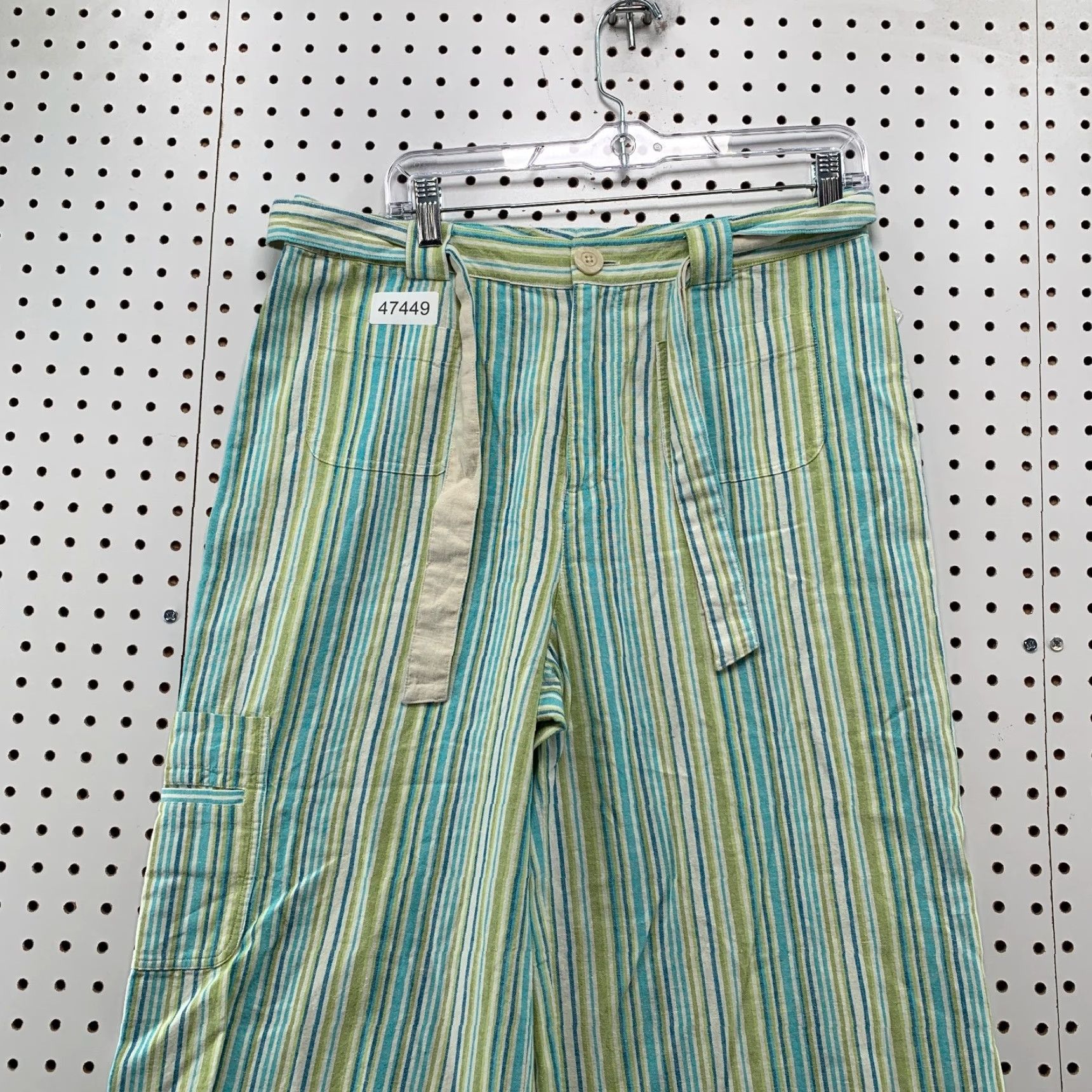 Vintage Fieldgear Linen Pants Womens 12 Green Wide Leg Drawstring Cotton Blend Casual Cropped 24in Inseam Size 34" / US 12 / IT 48 - 4 Thumbnail