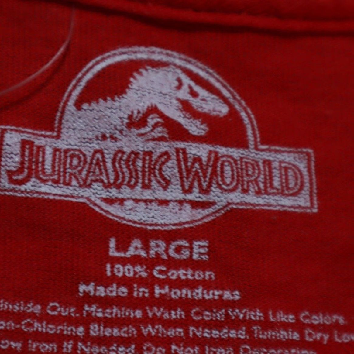 Vintage Jurrasic World Danger! Tyrannosaurus Rex Screen Print Solid T-Shirt Red Men's L Size US L / EU 52-54 / 3 - 5 Thumbnail