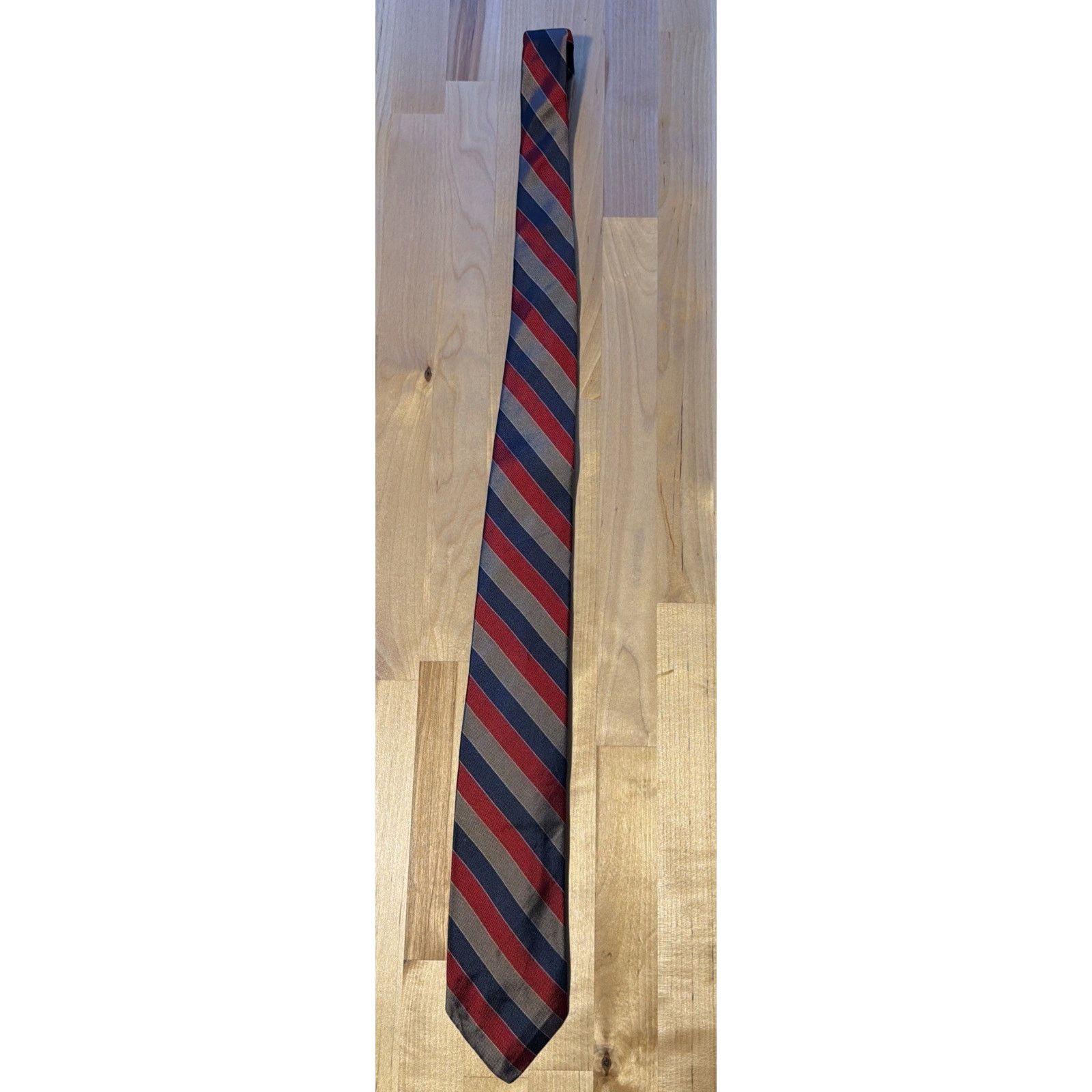 Robert Talbott Robert Talbott Hand Sewn Tie Blue Red Gray Striped Silk Size ONE SIZE - 1 Thumbnail