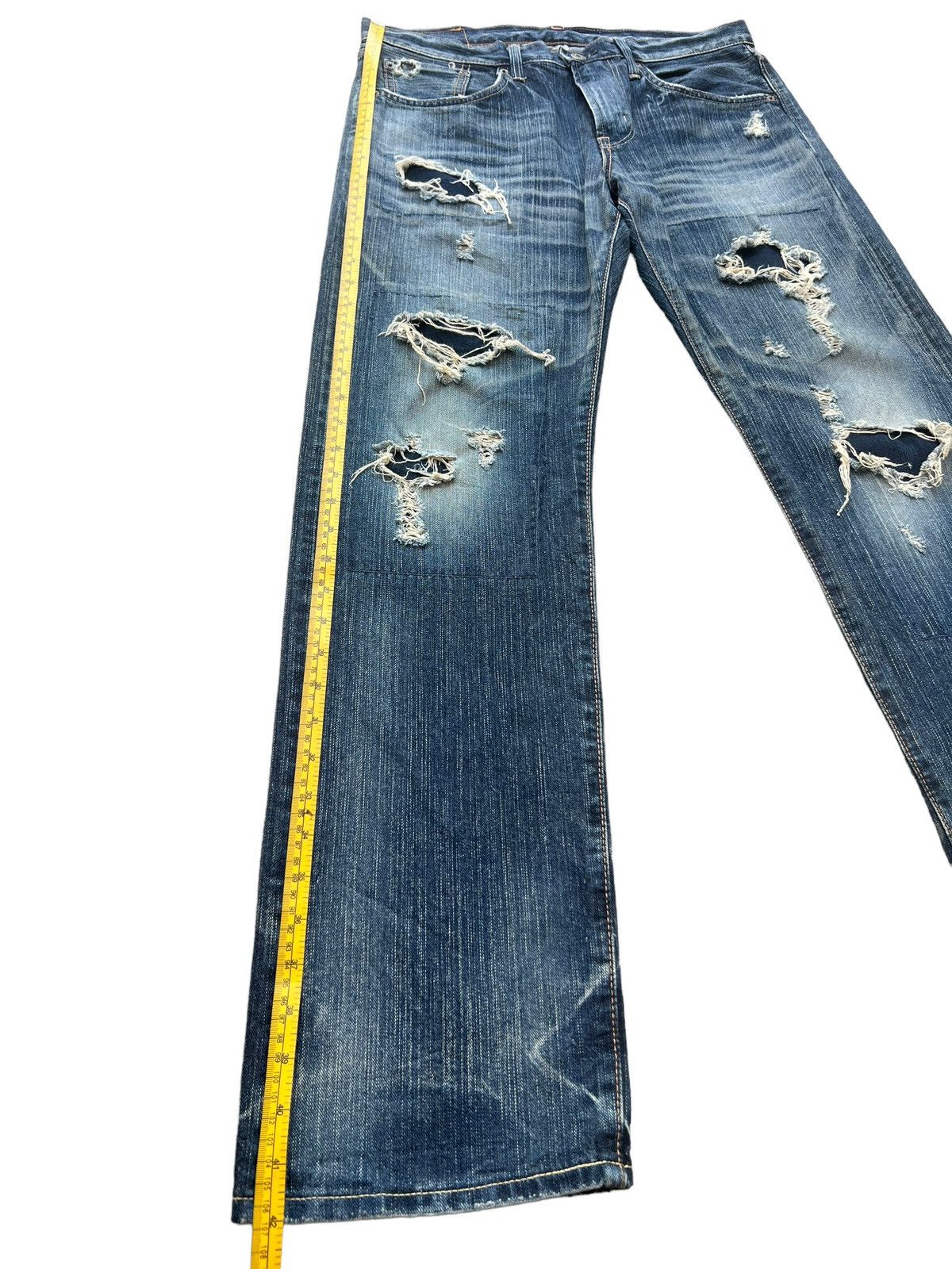Edwin Vintage Edwin Distressed Ripped Patchwork Denim Jeans 34x32 Size US 34 / EU 50 - 13 Thumbnail