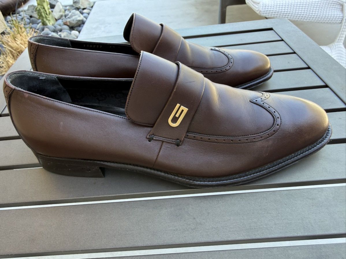 Gucci Gucci Brown Leather Wingtip Loafers Made in Italy Size 7.5 Size US 7.5 / EU 40-41 - 3 Thumbnail