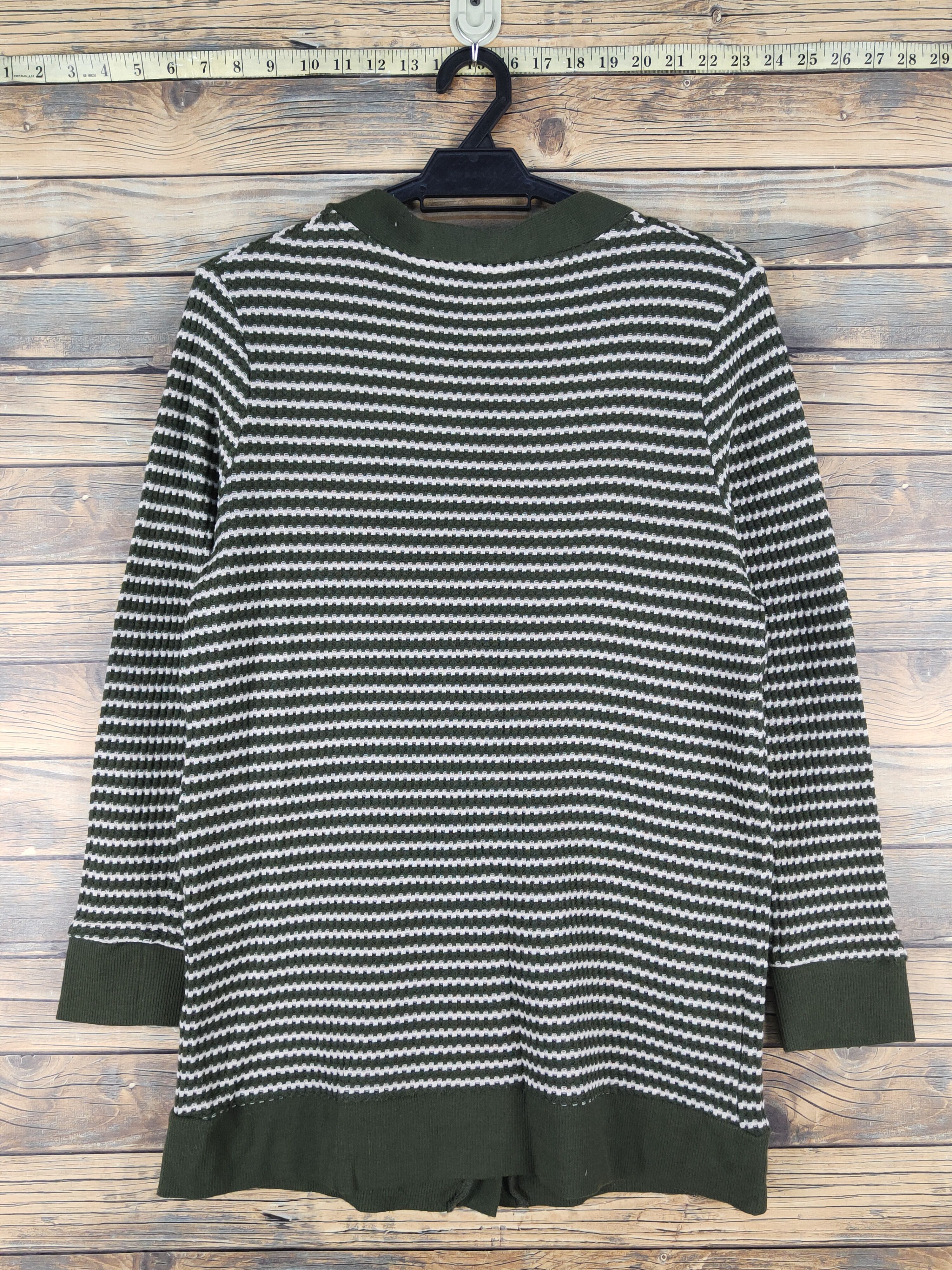 Homespun Knitwear × Japanese Brand Mix Olive stripe Knitwear Cardigan #W1354 Size US M / EU 48-50 / 2 - 7 Thumbnail