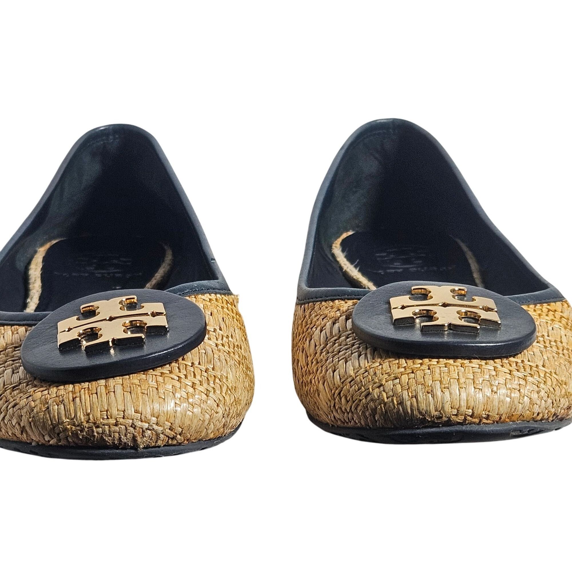 Tory Burch Tory Burch Women Raffia Flats Black 8M Coastal, Old Money, C Size US 8 / IT 38 - 3 Thumbnail
