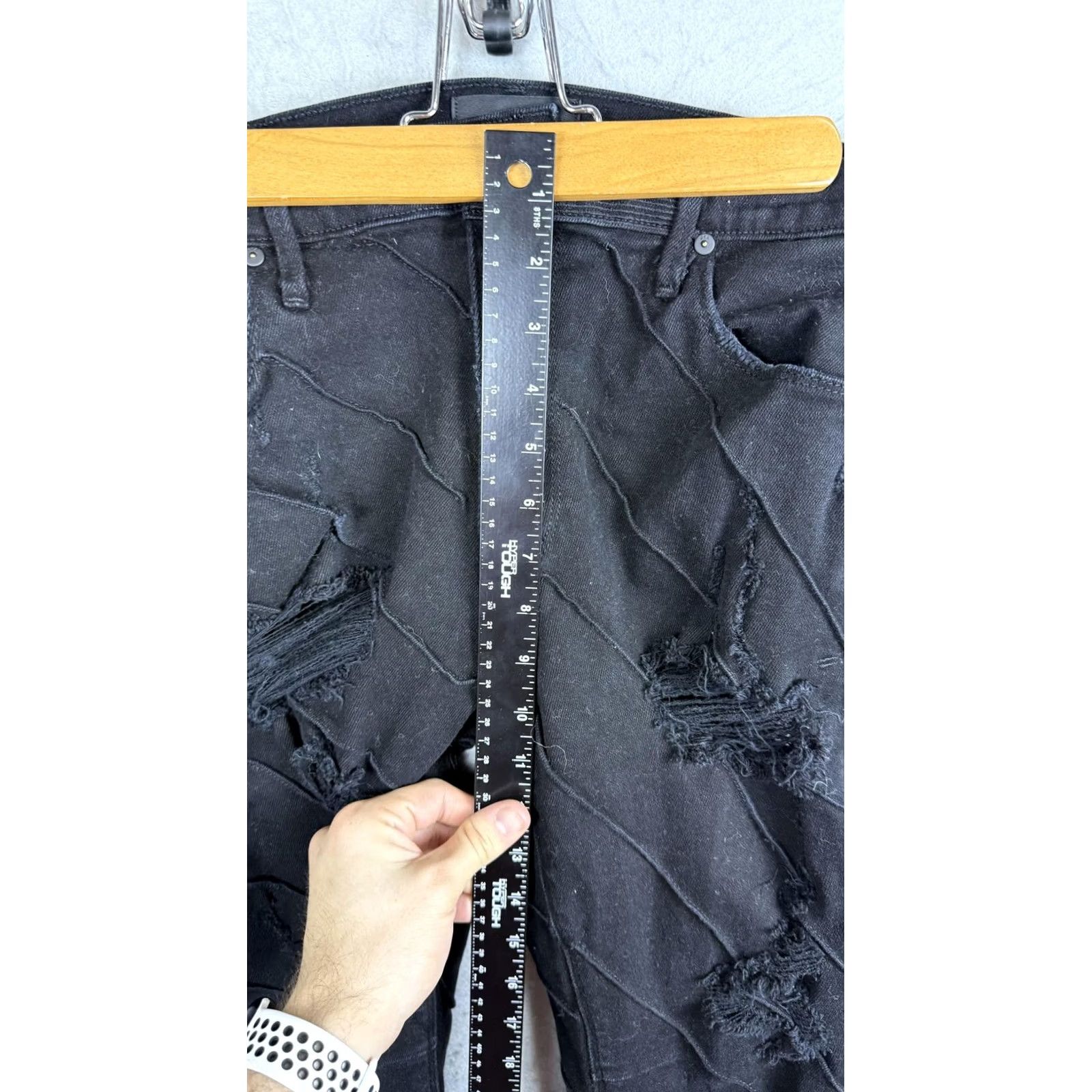Rta RTA Jeans Mens 32 31 Black Skinny Distressed Stretch Denim Made USA Size US 32 / EU 48 - 4 Thumbnail