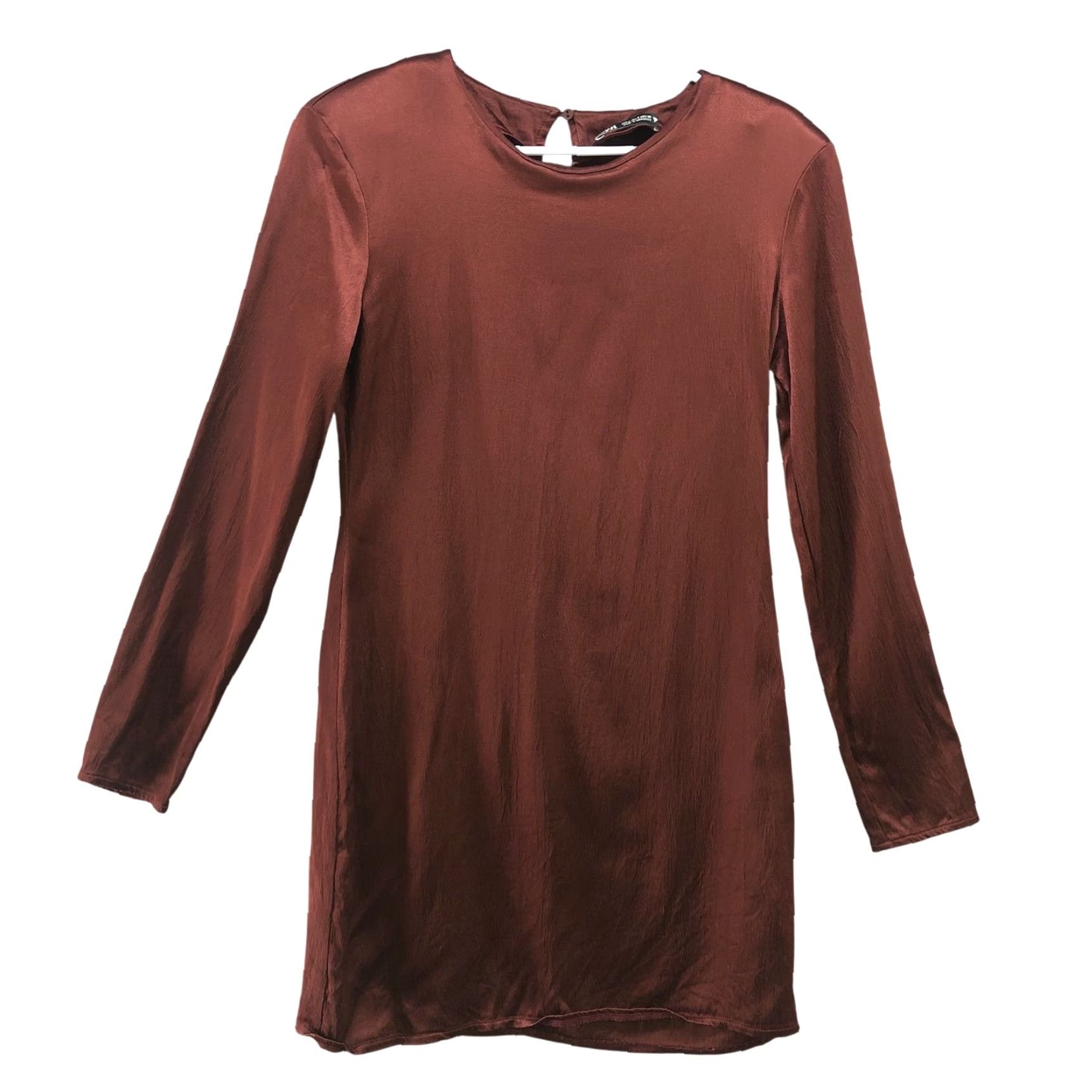 Zara Zara Satin Long Sleeve Mini Dress Womens S Tunic Crewneck Slim Fit Dress Size S / US 4 / IT 40 - 2 Thumbnail