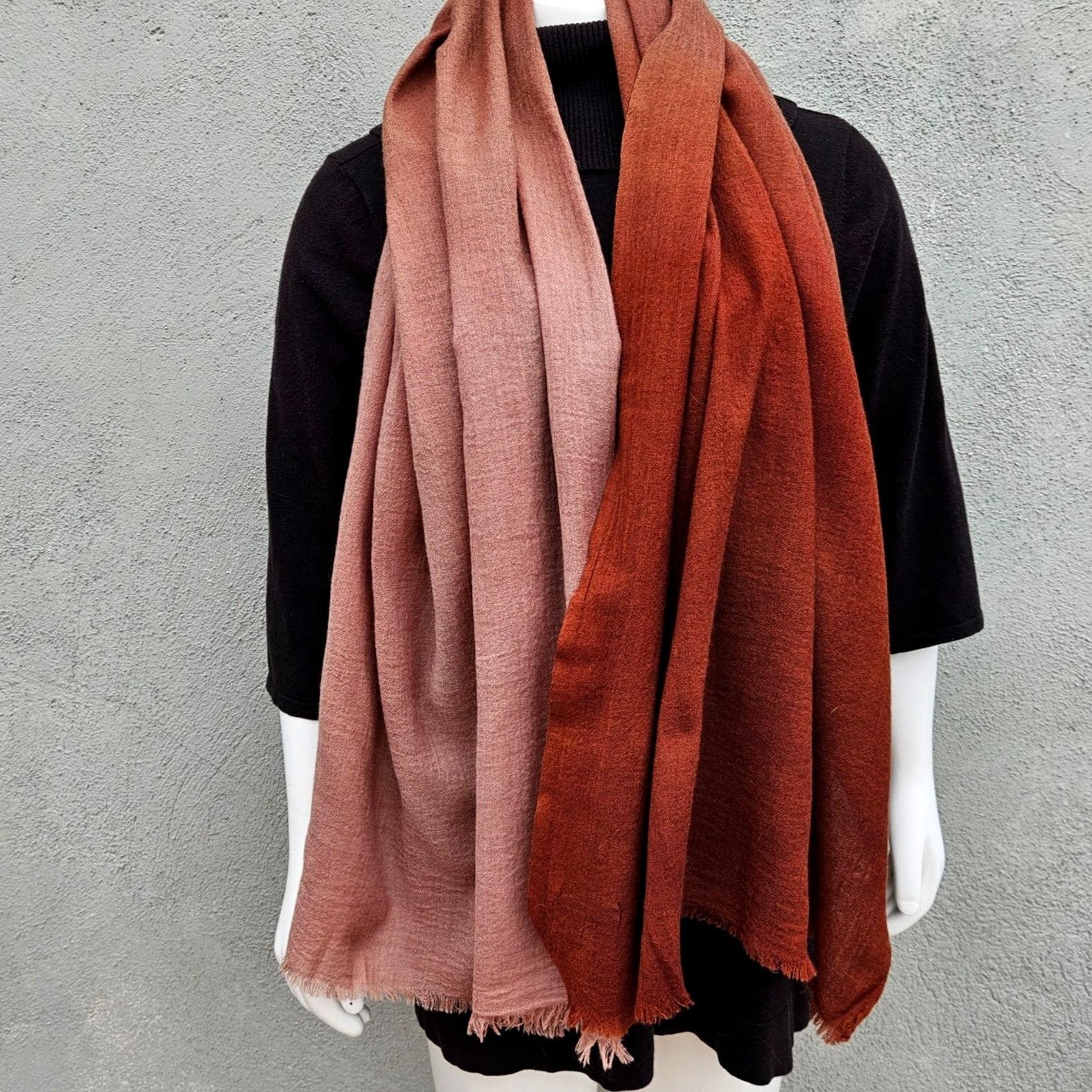 Donna Karan Vintage Donna Karan Signature Wool Shawl Wrap Rust Blush Omb Size ONE SIZE - 1 Thumbnail
