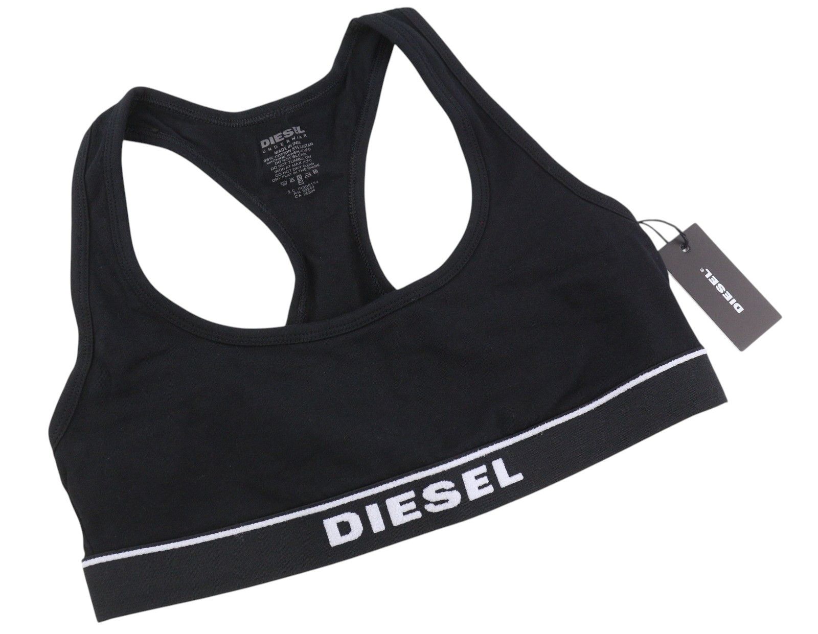 Diesel UFSB-MILEY TOP S Black Stretch Sleeveless Sports Bra 41365 Size S / US 4 / IT 40 - 1 Thumbnail