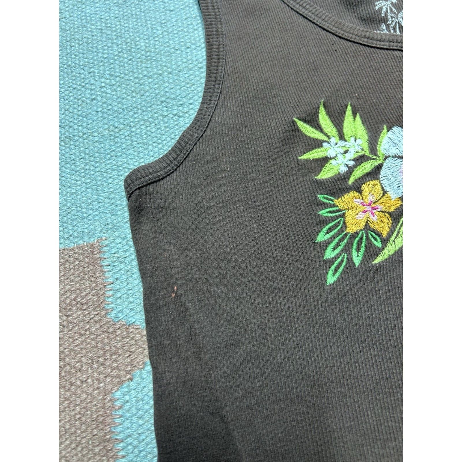 Big Dogs VINTAGE Big Dogs T-Shirt Woman Embroidered Flowers Ribbed Tank Top M Brown Size M / US 6-8 / IT 42-44 - 5 Thumbnail