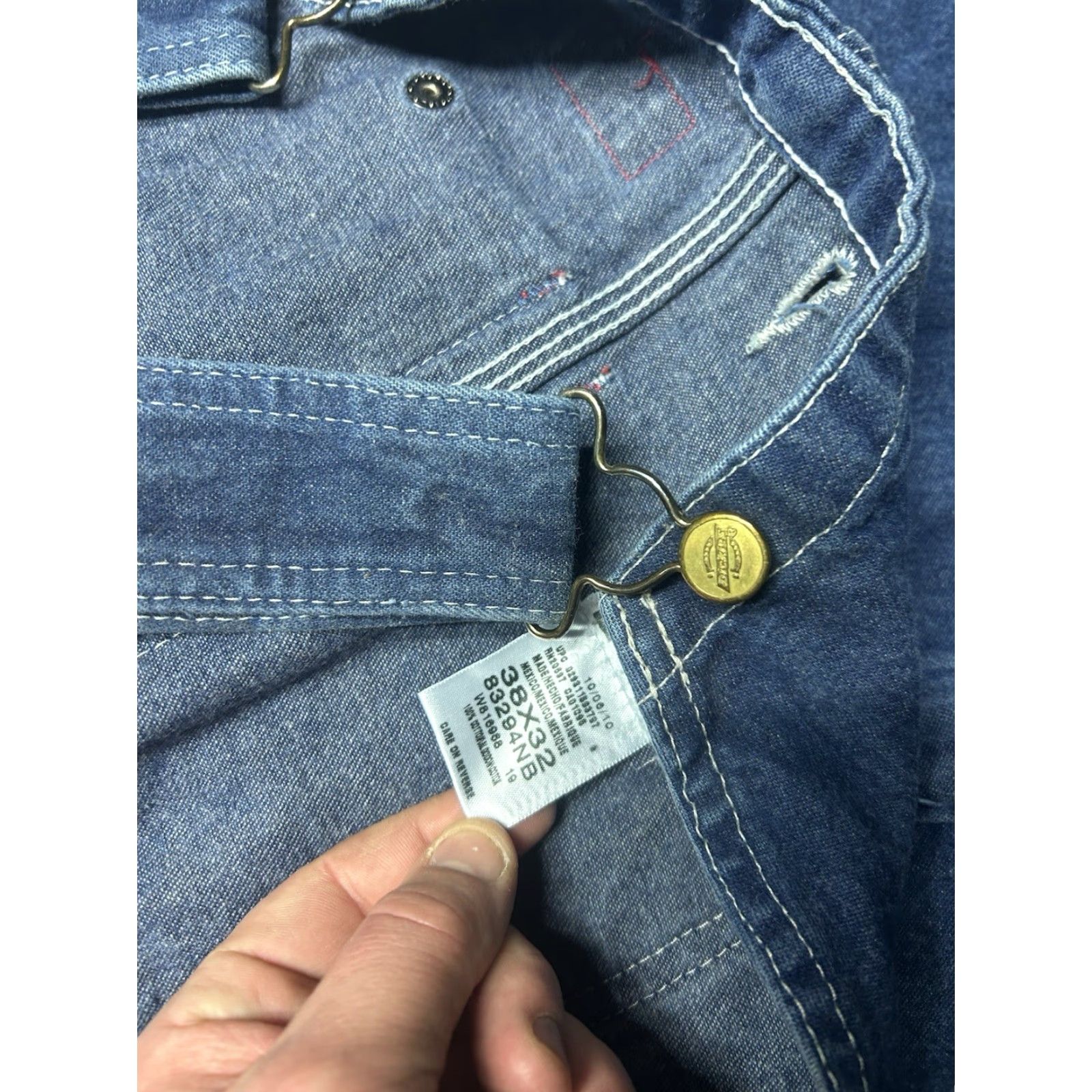 Dickies VINTAGE Dickies Denim Bib Overalls Workwear Farm Dark Blue Jeans Men’s 38x30 Bibs Jeans Denim 38 30 Mens Blue Size US 38 / EU 54 - 4 Thumbnail