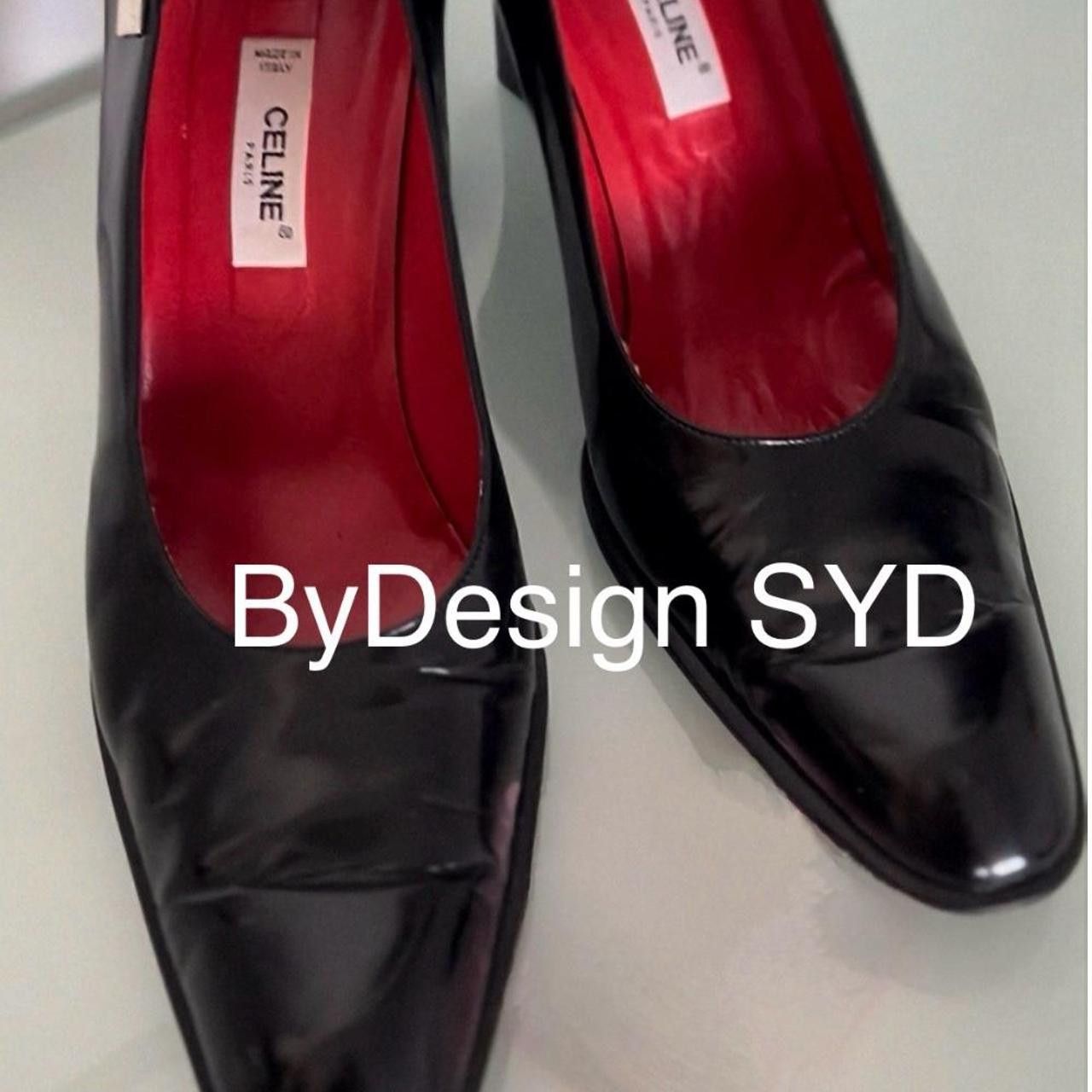 Celine CELINE Paris designer women's Black Leather Pumps Court Heel Size US 10 / IT 40 - 1 Thumbnail
