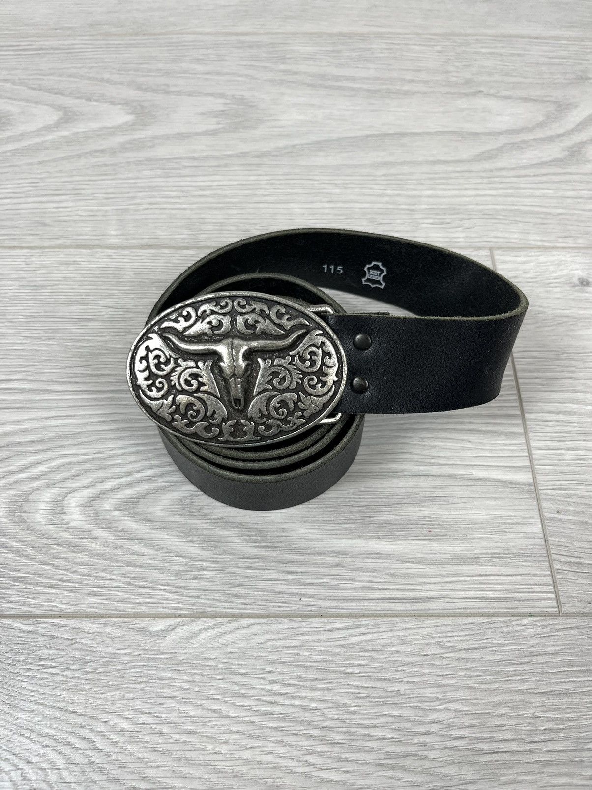 Vintage Vintage Big Metal Buckle Cowboy Leather Belt Size ONE SIZE - 2 Thumbnail