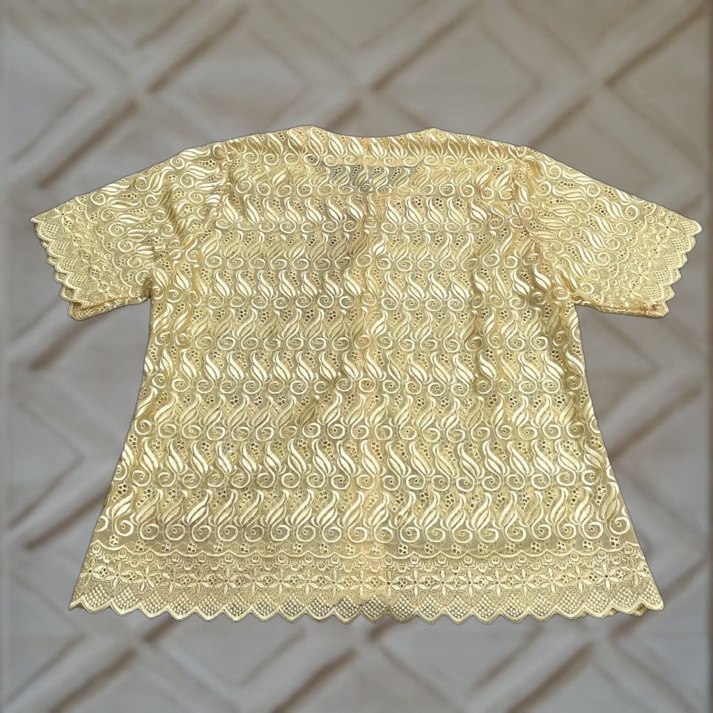 Nique VINTAGE Unbranded Embroidered Blouse Womens Large Gold Button Down Top Size L / US 10 / IT 46 - 1 Thumbnail