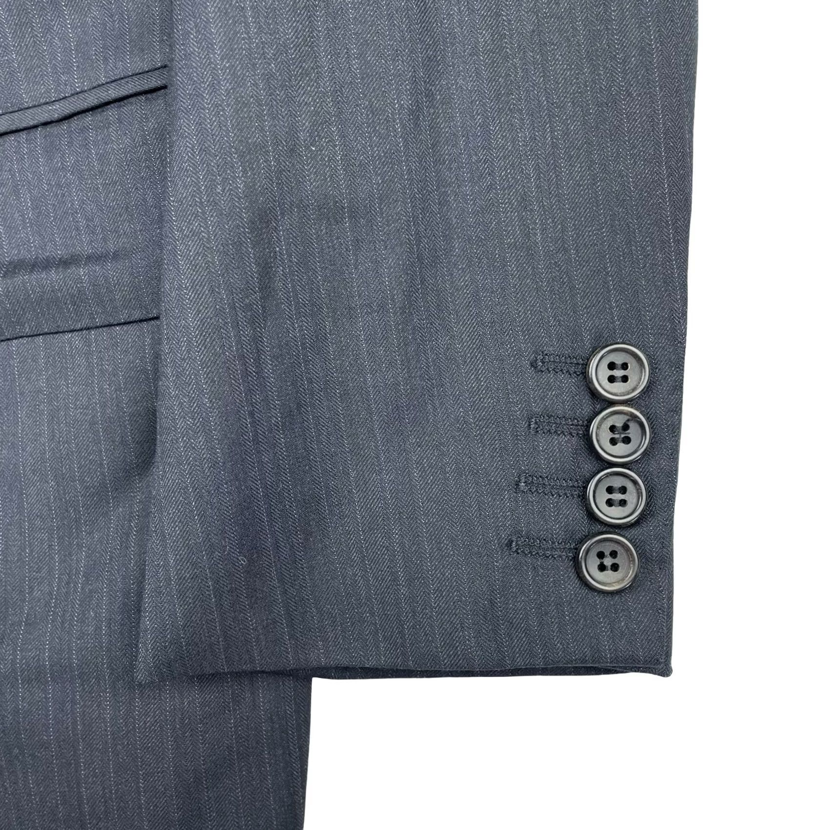 Canali Canali Blazer Jacket Gray/Blue Stripe 2-Button 100% Wool Notch Lapel Short US 38S, Italy, 38 Small Vintage No Mens Size 38R - 4 Thumbnail