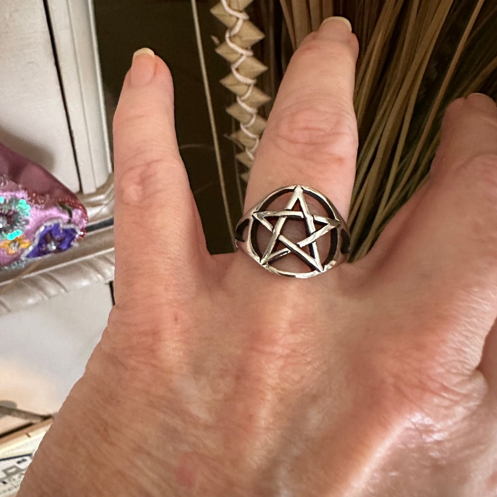 The Unbranded Brand Stainless Steel Pentagram Ring With Split Shank Unisex Size ONE SIZE - 2 Thumbnail