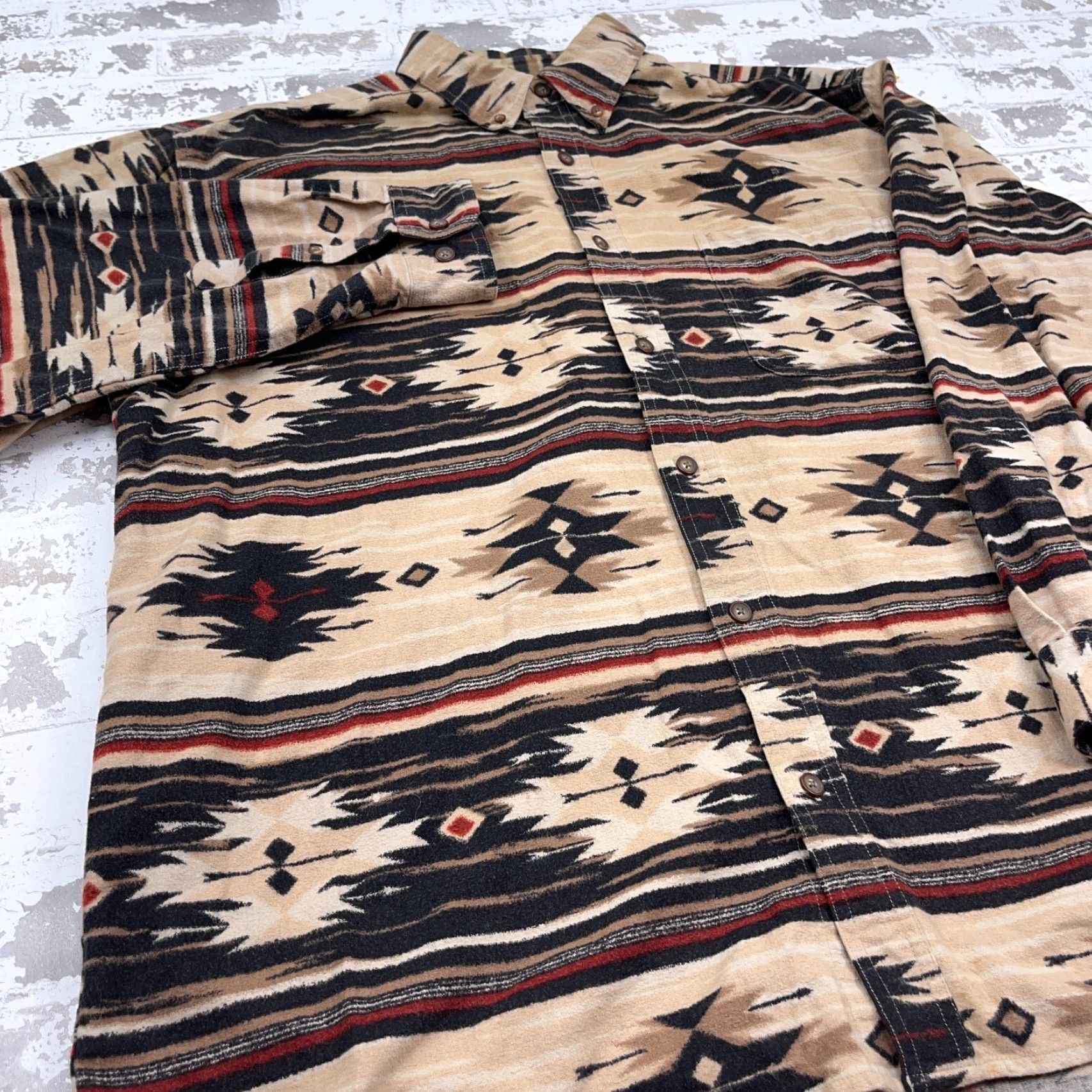CLOT Woods & Water Shirt Men L Brown Button Up Chamois Cotton Aztec Southwestern Geometric Size US L / EU 52-54 / 3 - 4 Thumbnail