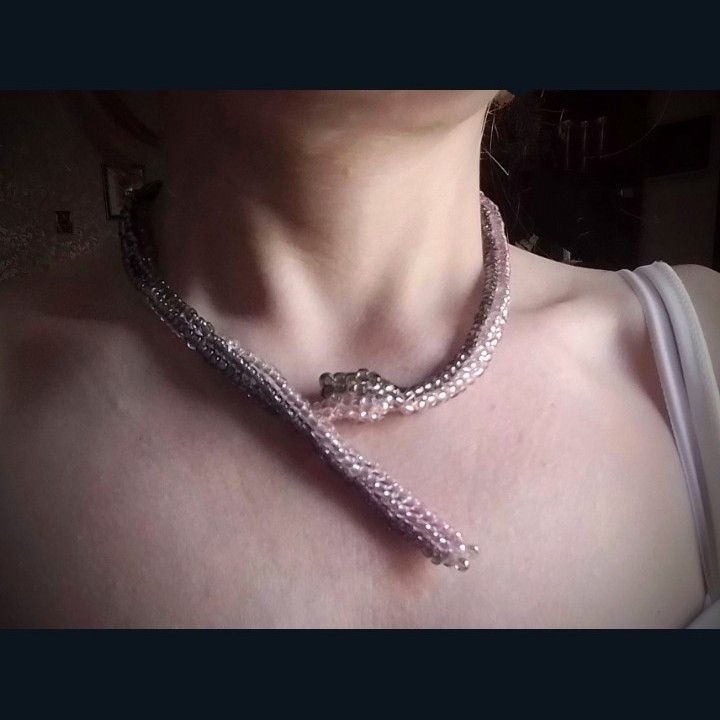 Handmade Necklace Snake shape metallic glass. Earrings Size ONE SIZE - 8 Thumbnail