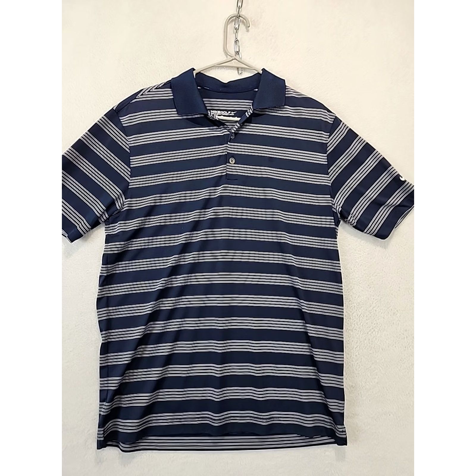 Nike Nike Golf Dri-Fit Polo Shirt Mens M Blue Striped Short Sleeve Polyester Polo Shirt Size US M / EU 48-50 / 2 - 3 Thumbnail