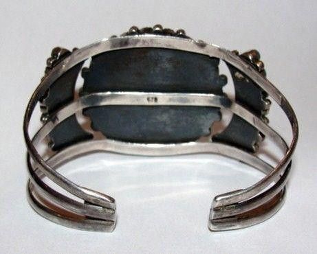 Designer Sterling Silver Turquoise and Red Coral Cuff Bracelet Size ONE SIZE - 4 Thumbnail