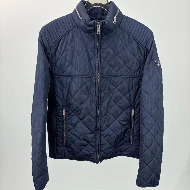 Prada Prada Men's Dark Blue Quilted Down Jacket Size US S / EU 44-46 / 1 - 1 Thumbnail
