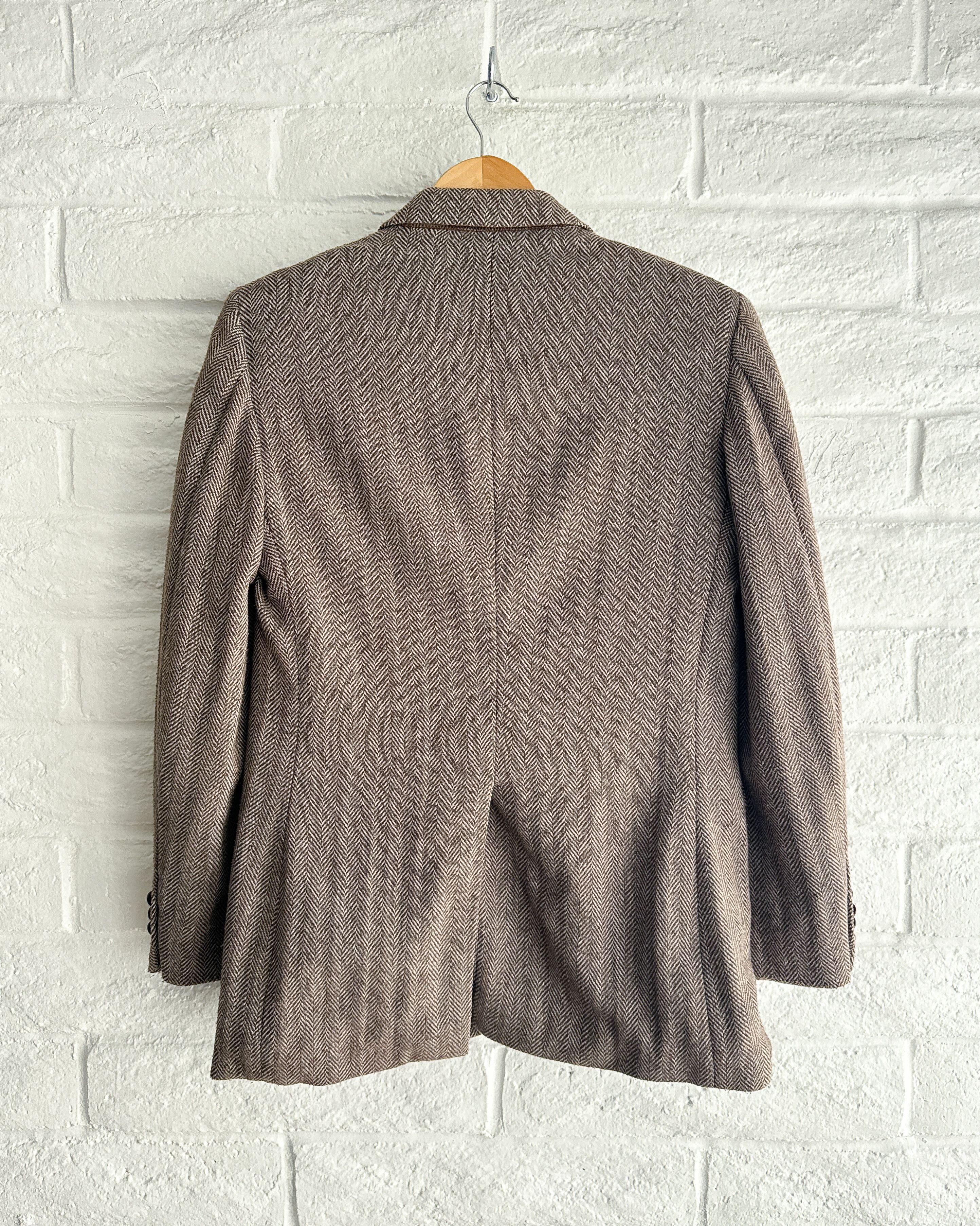 Vintage Vintage 90s Oakton Herringbone Tweed Blazer Suit Jacket 38R Size 38R - 7 Thumbnail