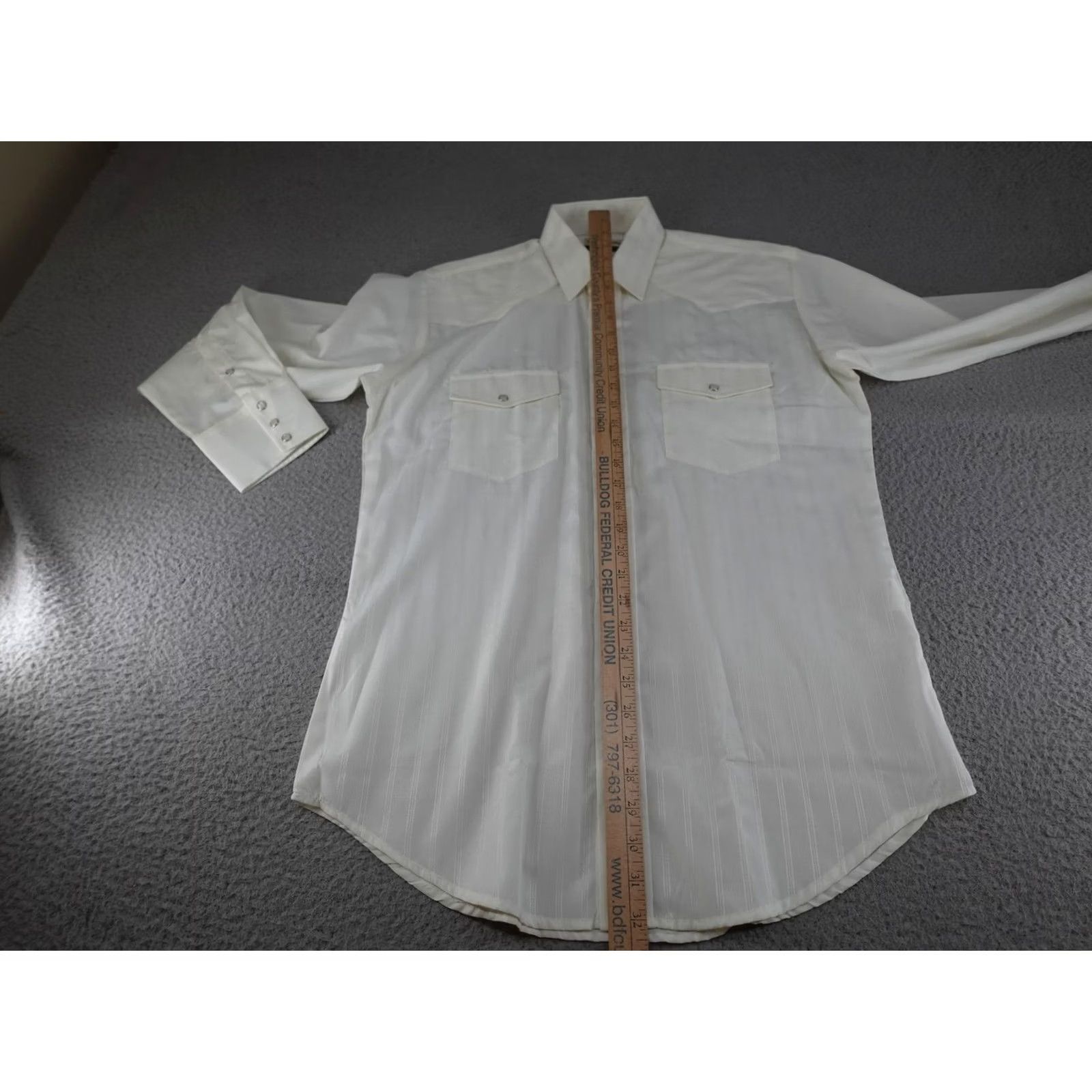 Armani Western Pearl Snap Shirt Mens M White Cowboy Rodeo Ranch Stripe Pearl-Snap Front Cuffs Pockets Western Size US M / EU 48-50 / 2 - 7 Thumbnail