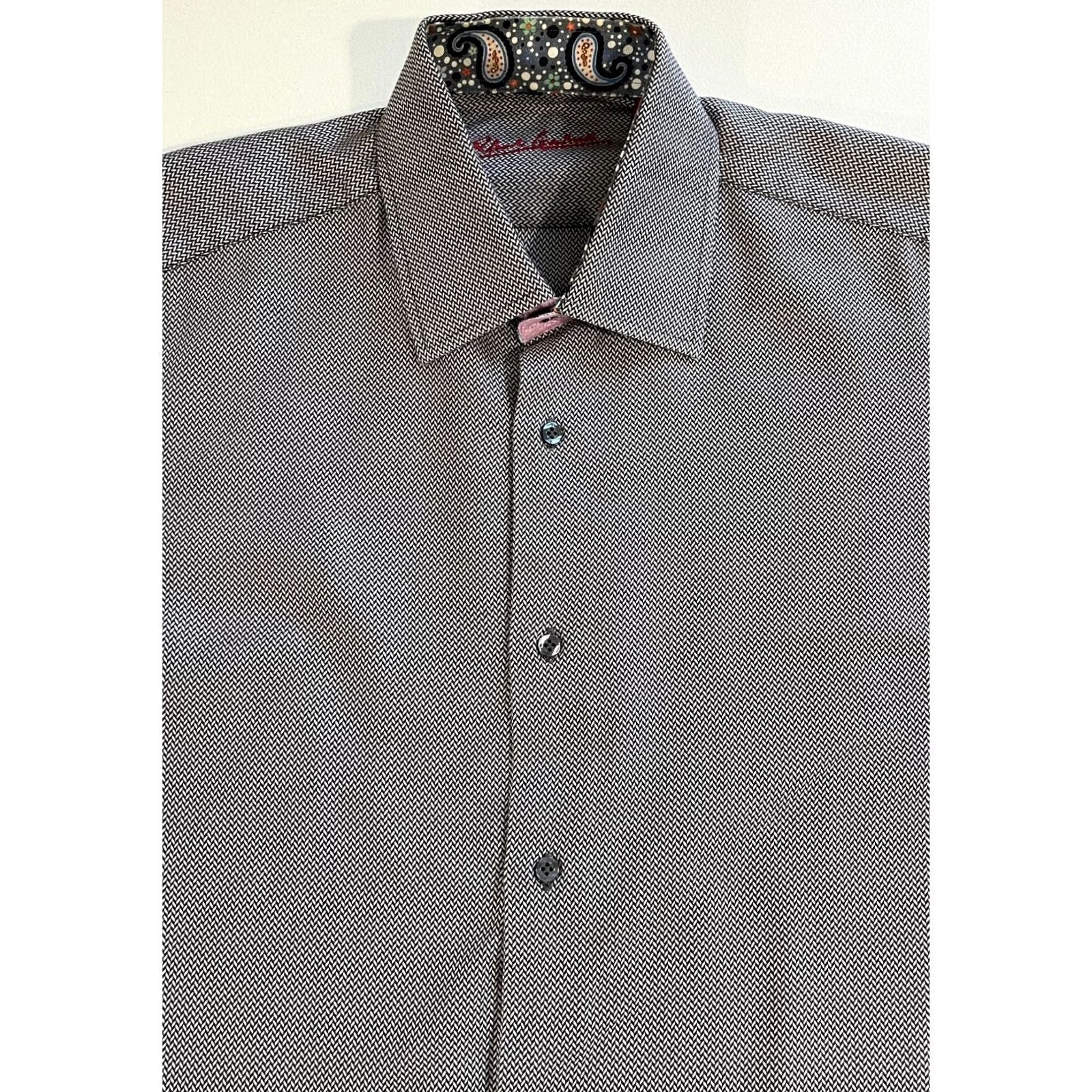 Robert Graham VINTAGE Robert Graham Button-Up Weave ShirtMens M Gray Cotton Paisley Cuffs, Collar 15.5 39-15.5 Size US M / EU 48-50 / 2 - 5 Thumbnail