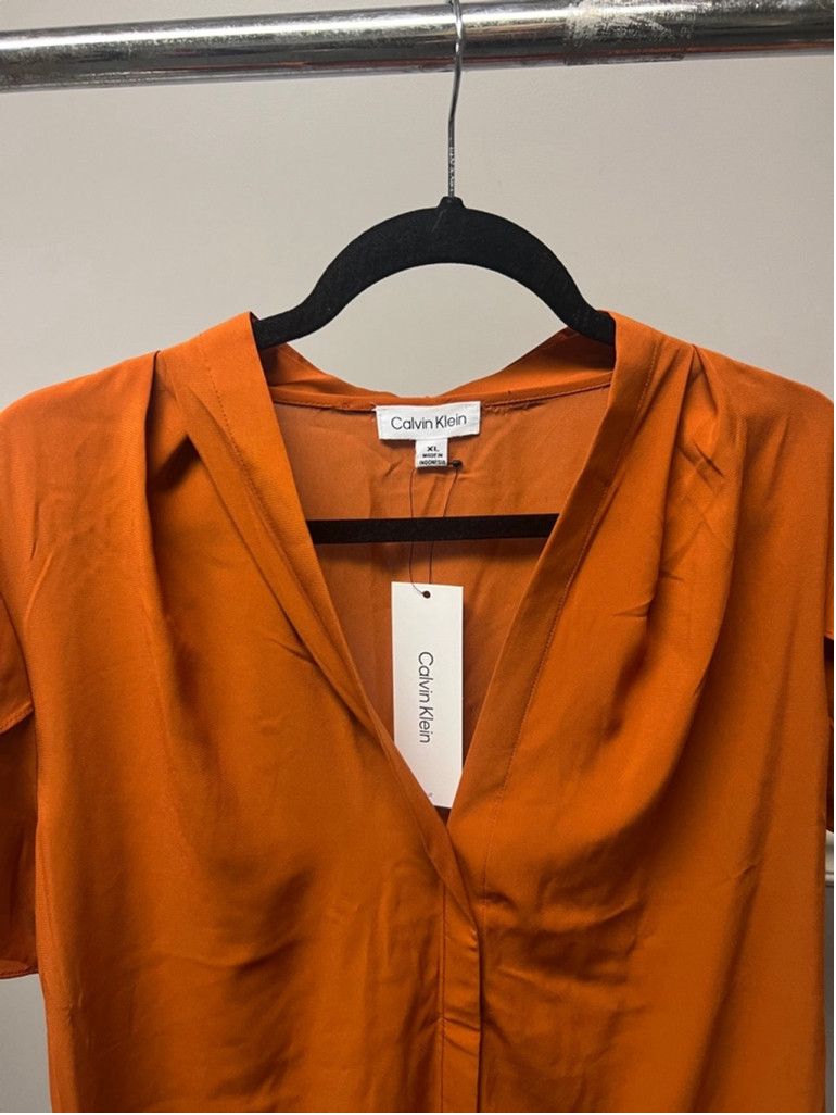 Calvin Klein Women's Calvin Klein Blouse, XL, Burnt Orange Size XL / US 12-14 / IT 48-50 - 2 Thumbnail