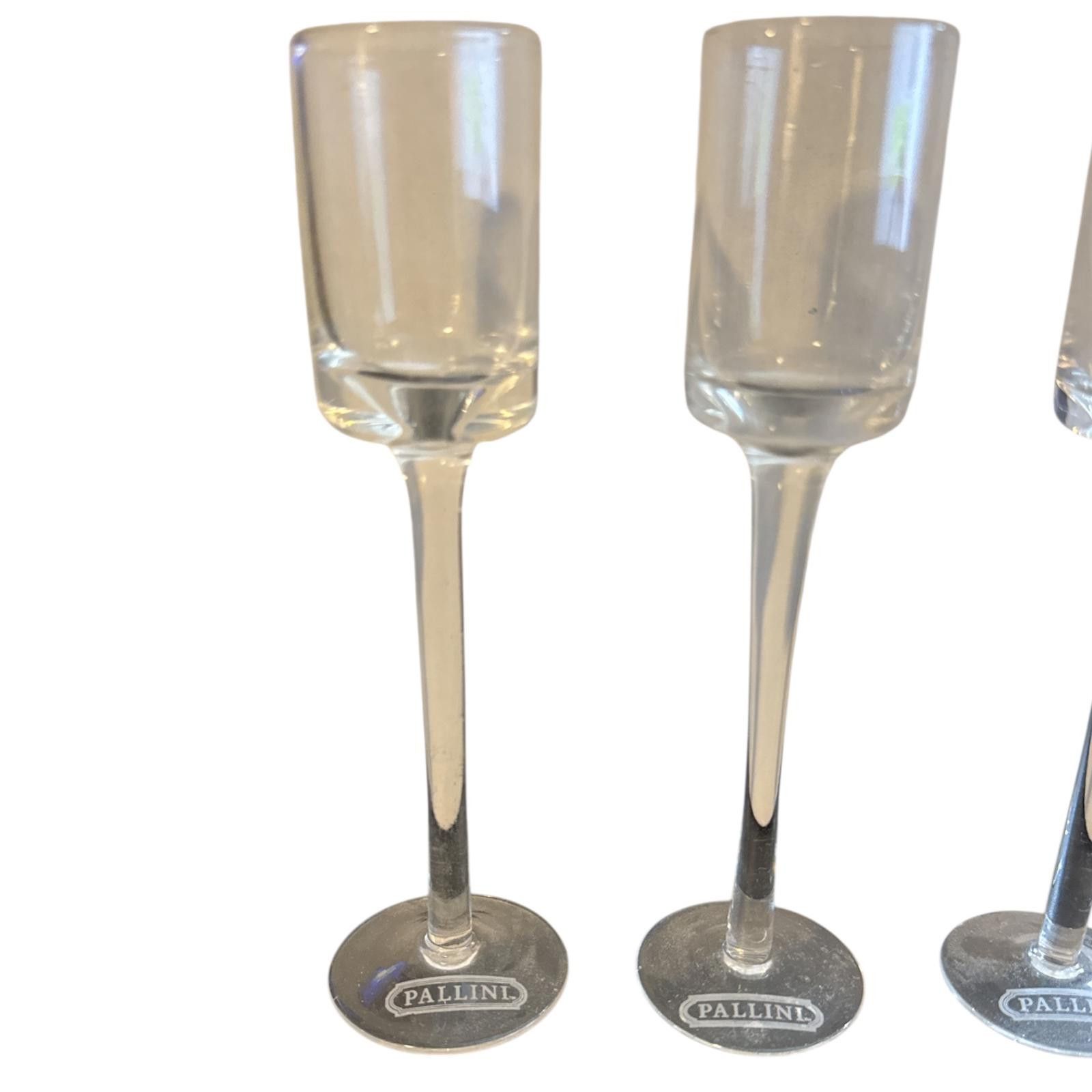 Pollini Set of 4 Pallini Tall Clear Glass Stemmed Shot Glasses Size ONE SIZE - 2 Thumbnail