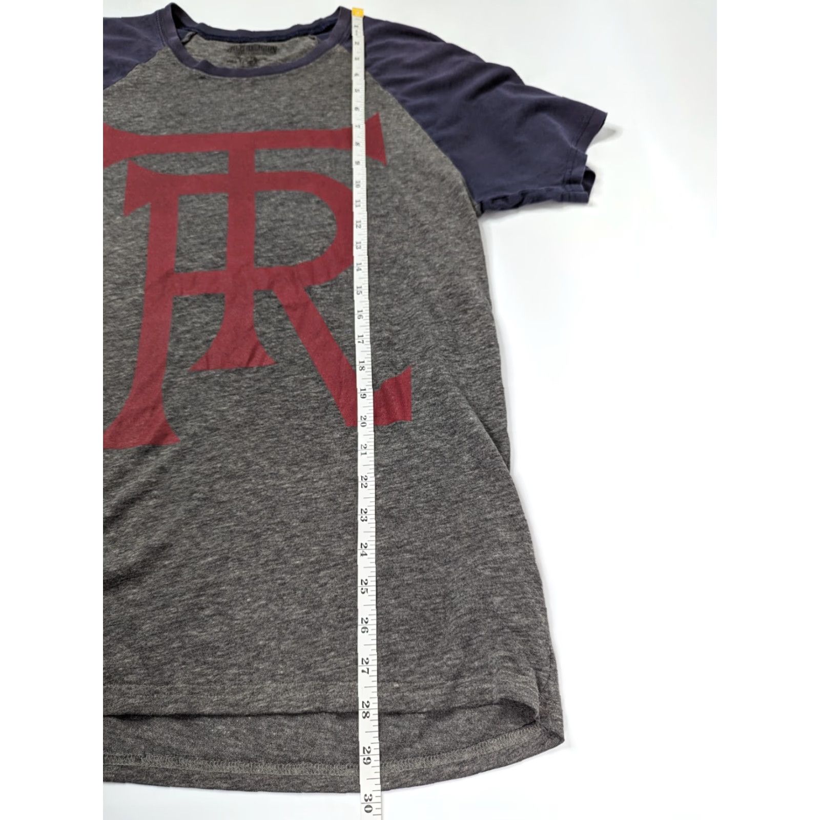 True Religion True Religion T-Shirt Crew Neck Raglan Buddha Gray Blue Mens Large Size L Short Sleeve Cotton Knit Logo All Seasons Vintage No Size US L / EU 52-54 / 3 - 7 Thumbnail
