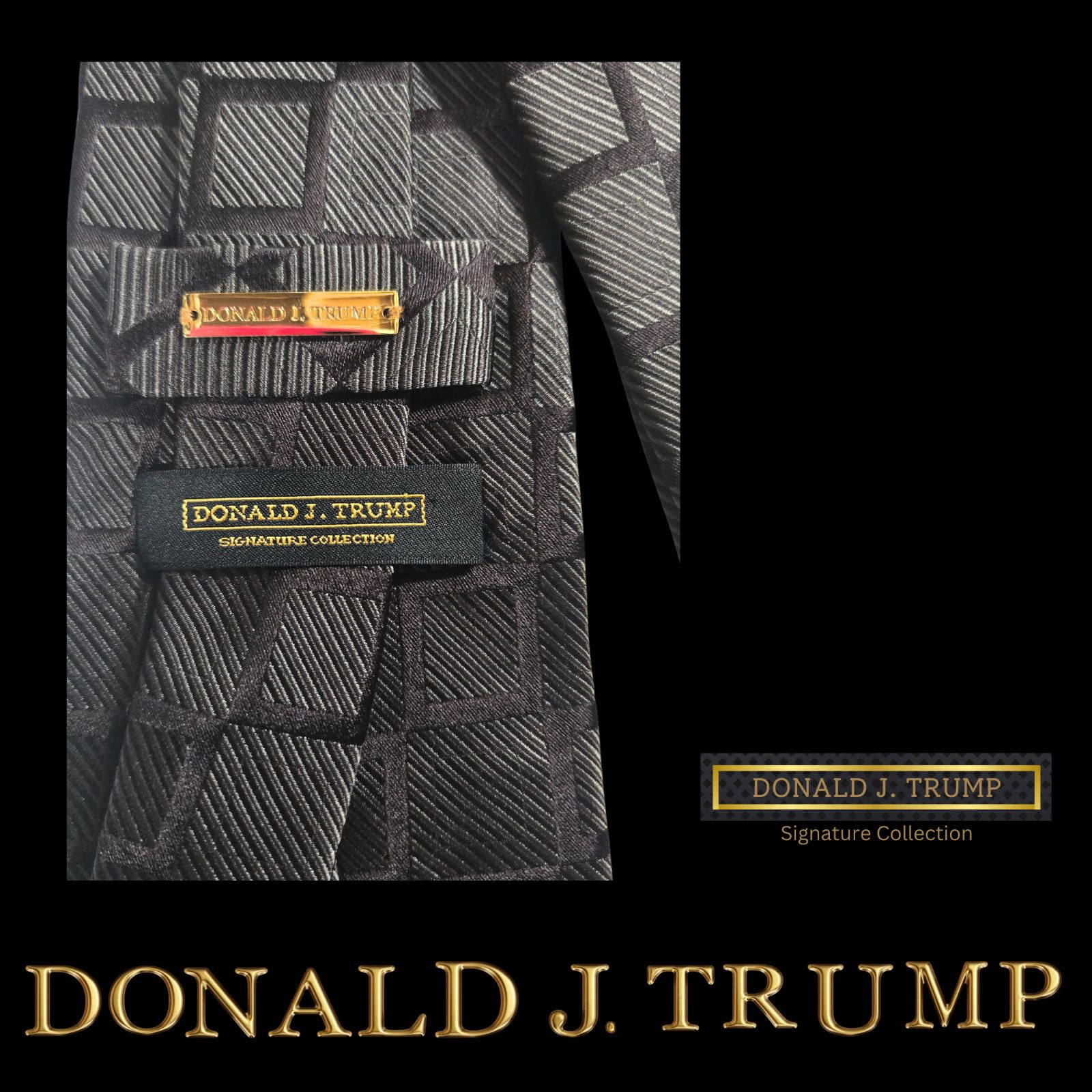 Designer Donald J. Trump Necktie Tie Gray Brown Geometric NEW Tie Box Size ONE SIZE - 3 Thumbnail
