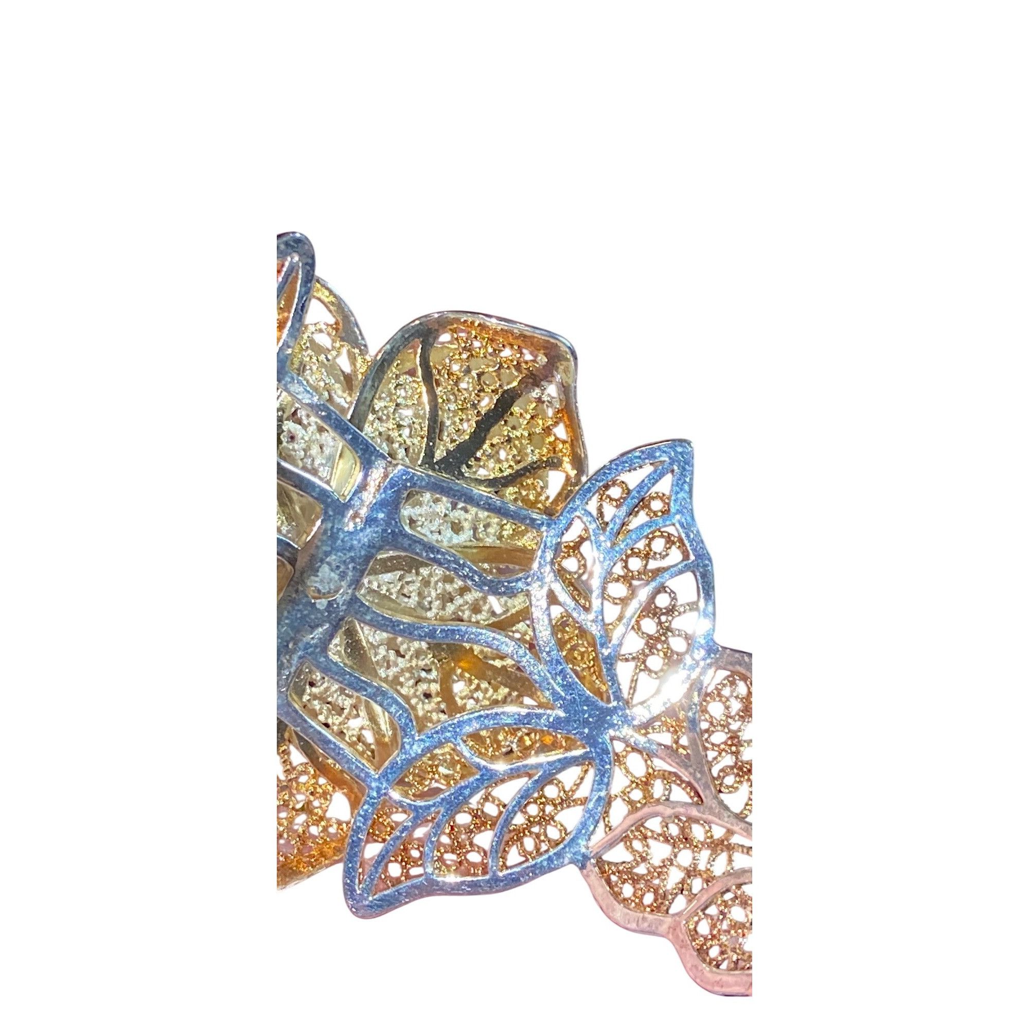 Other Filigree Rose Statement Cuff Bracelet With Intricate Leaf De Size ONE SIZE - 7 Thumbnail