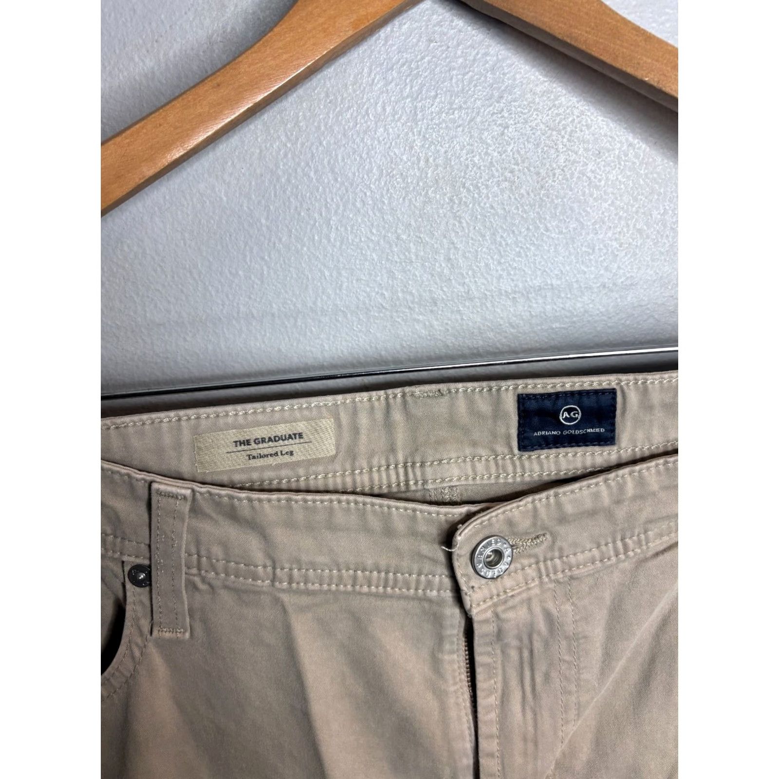 Vintage AG The Graduate Tailored Leg Pants AG Adriano Goldschmied Mens 38x34 Chino Ivory Solid City Preppy USA 90s? Size US 38 / EU 54 - 2 Thumbnail