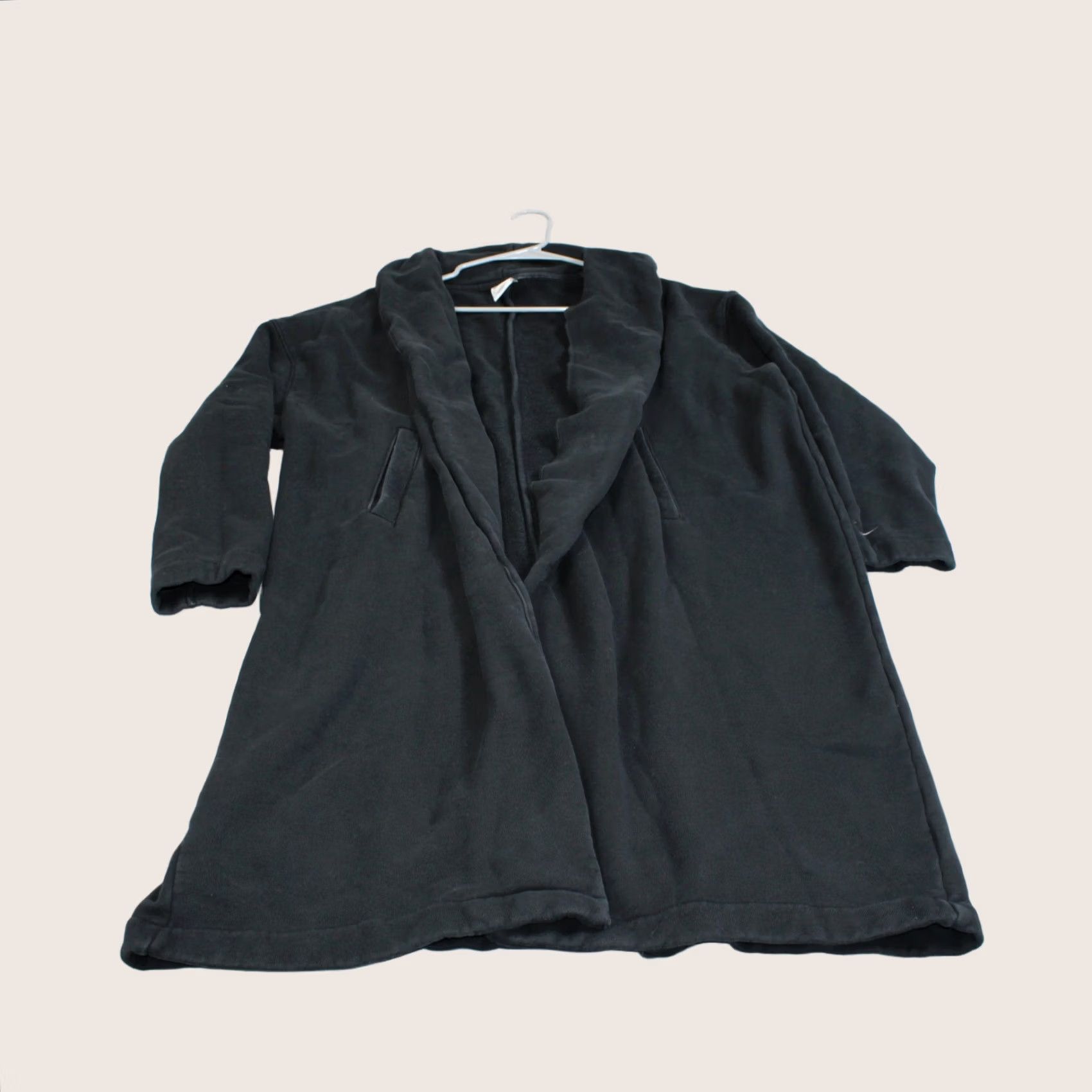 Nike VINTAGE? NO - Nike Jacket Woman XL Black Fleece Cotton Duster Long Sweater Open Streetwear Size XL / US 12-14 / IT 48-50 - 1 Thumbnail
