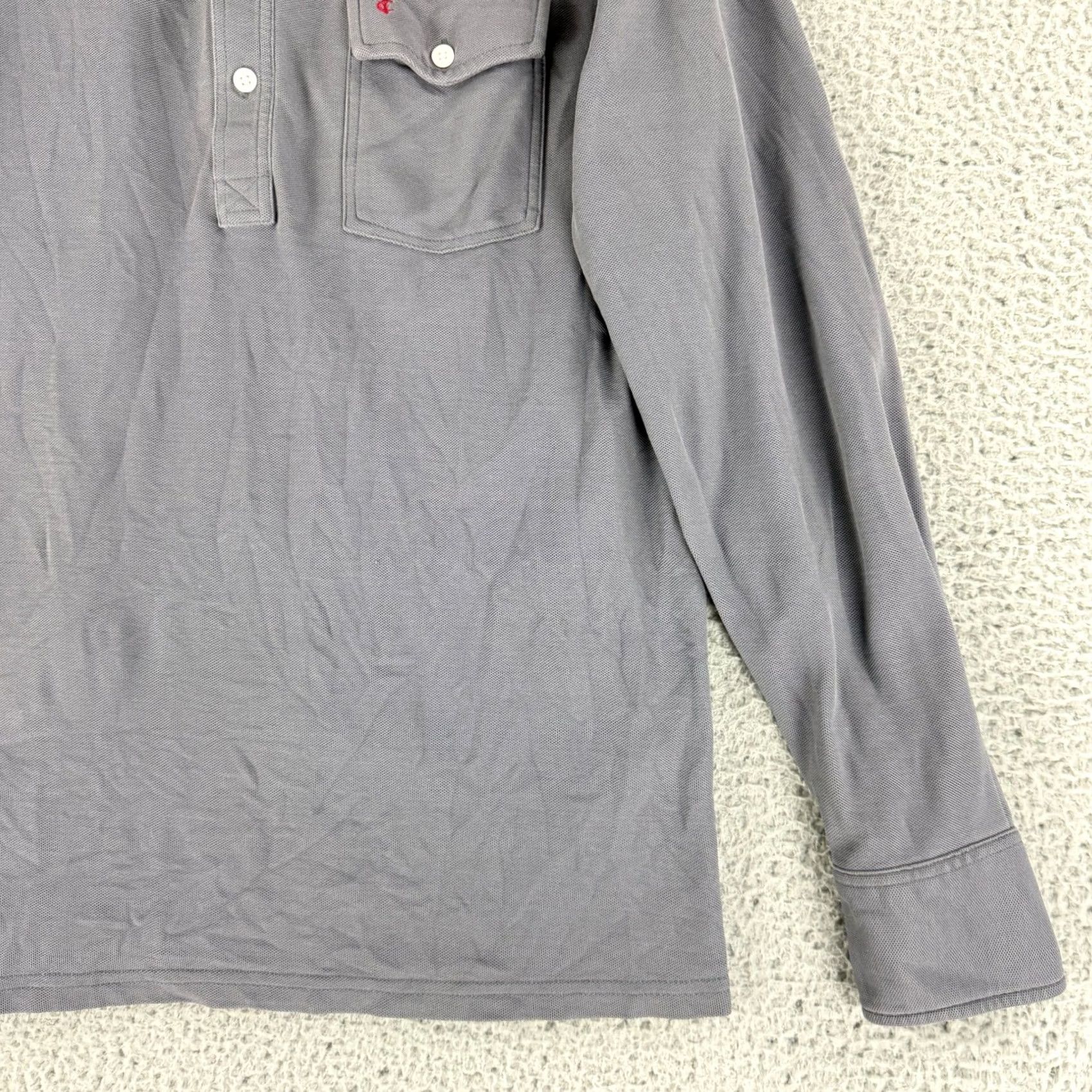 Vintage Criquet Polo Shirt Mens M Grey Pima Cotton Knit Pocket Long Sleeve Button Yardage Classic Preppy Casual Business Travel Size US M / EU 48-50 / 2 - 3 Thumbnail