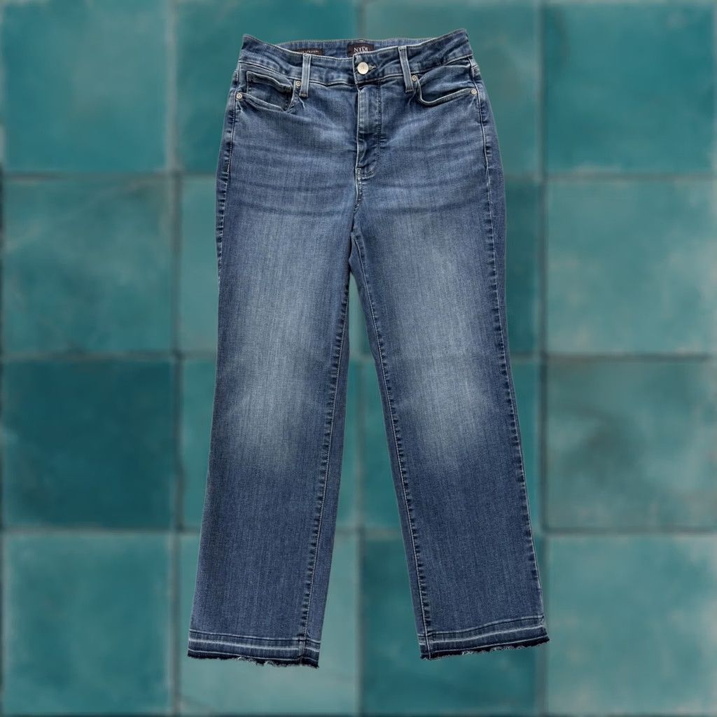 NYDJ NYDJ Marilyn Straight Jeans Womens 6 Blue Stretch Denim Size 28" / US 6 / IT 42 - 1 Thumbnail