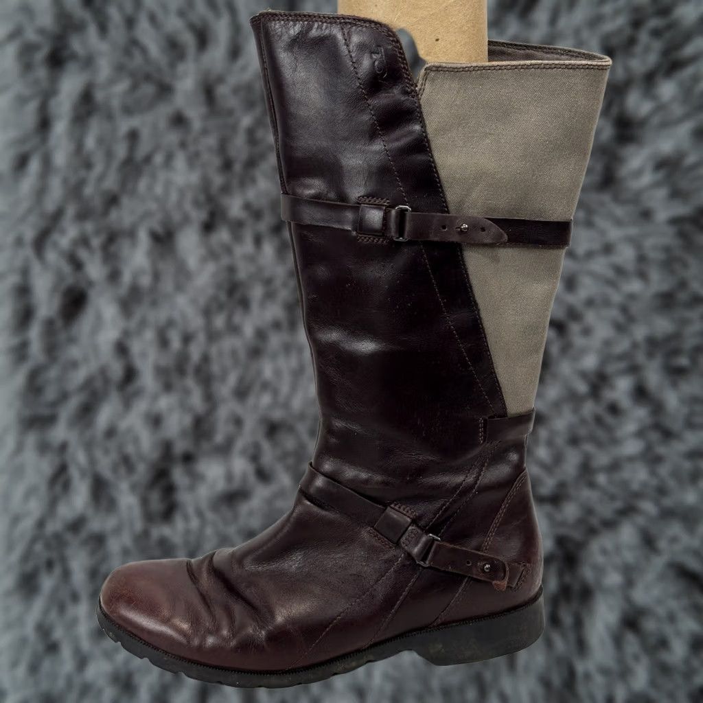 Teva Teva Womens Boot Riding 11 Brown Leather Zipper Waterproof Mid-Calf Block Heel Size US 11 / IT 41 - 1 Thumbnail