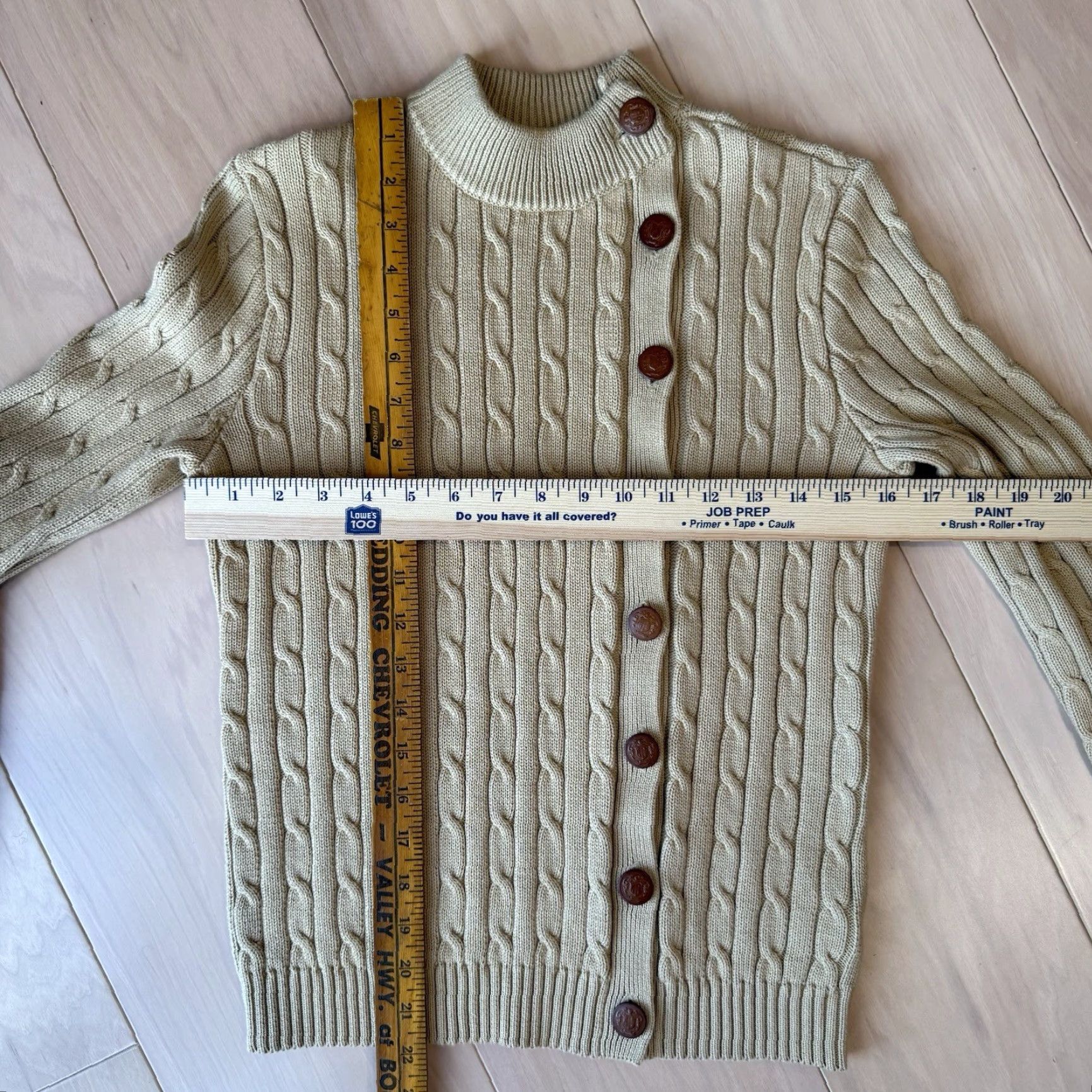 Ralph Lauren Lauren Ralph Lauren Cable Knit Sweater Women's Small Khaki Brown Cotton Pullover Size S / US 4 / IT 40 - 3 Thumbnail