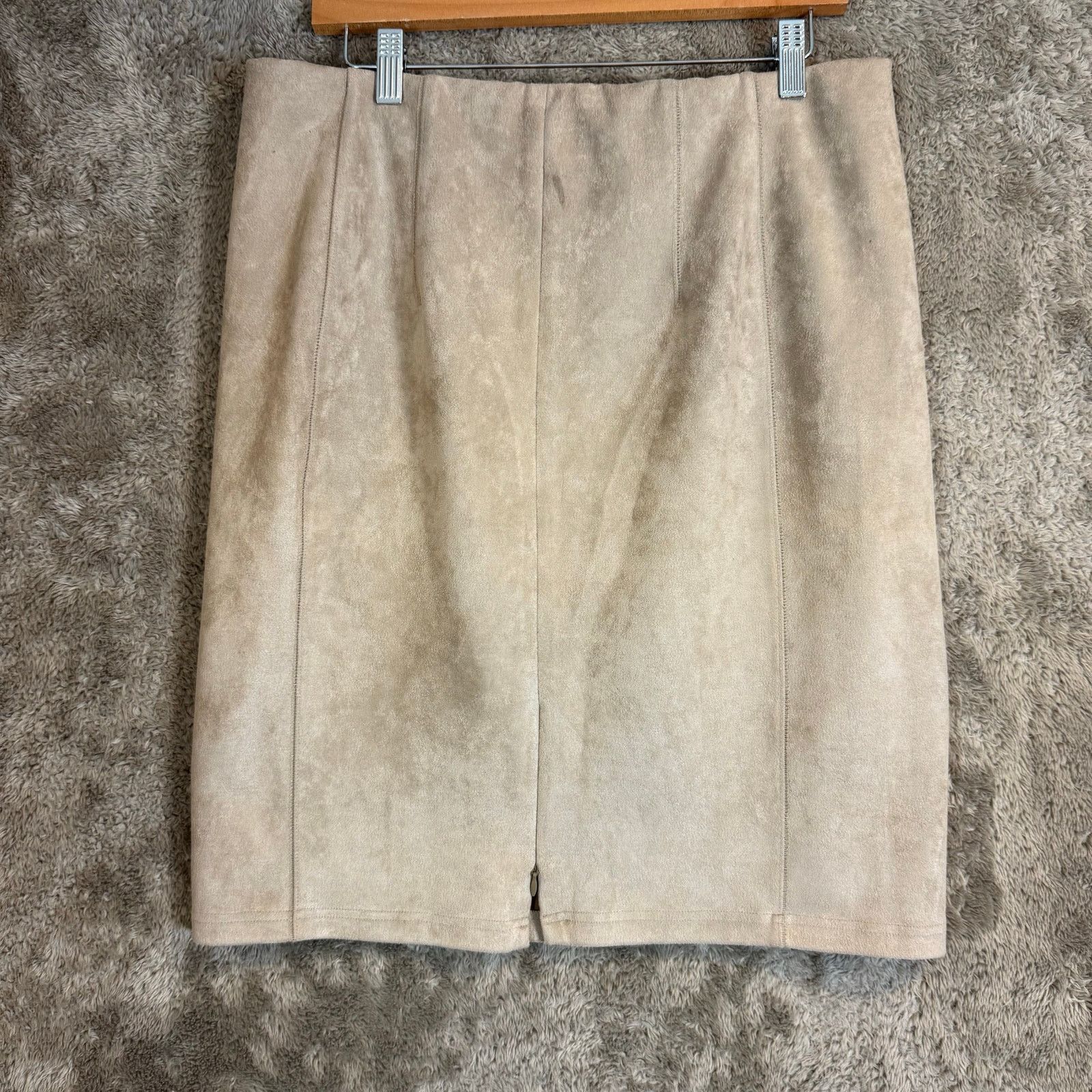 Other Ellie Kai Straight Pencil Skirt Tan Beige Faux Suede 12 Size 34" / US 12 / IT 48 - 2 Thumbnail
