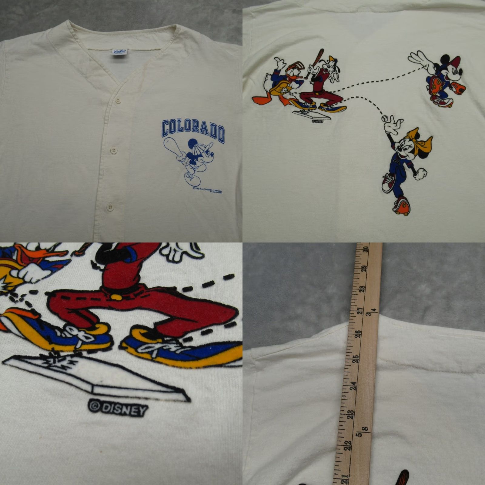 Velva Sheen VINTAGE Velva Sheen Mickey Mouse Jersey Baseball Men M Ivory Graphic Print 80s USA Made Velvet Cream read Size US M / EU 48-50 / 2 - 9 Thumbnail