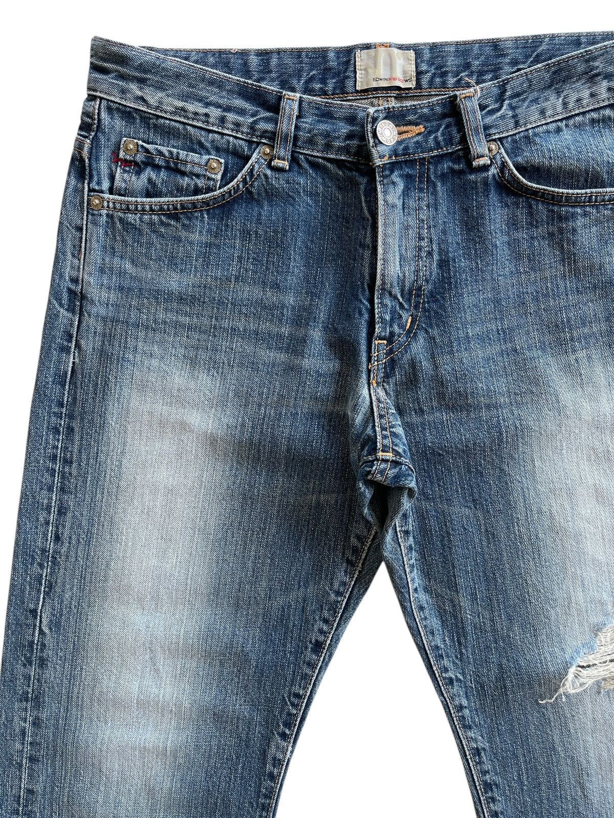 Vintage Edwin Miss 503 WS Distressed Denim Jeans Size 31" - 5 Thumbnail