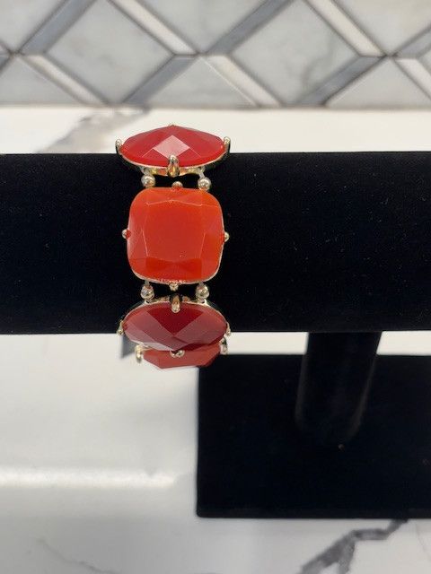 Jewelry Orange Square & Oval Stones in Gold Size ONE SIZE - 3 Thumbnail