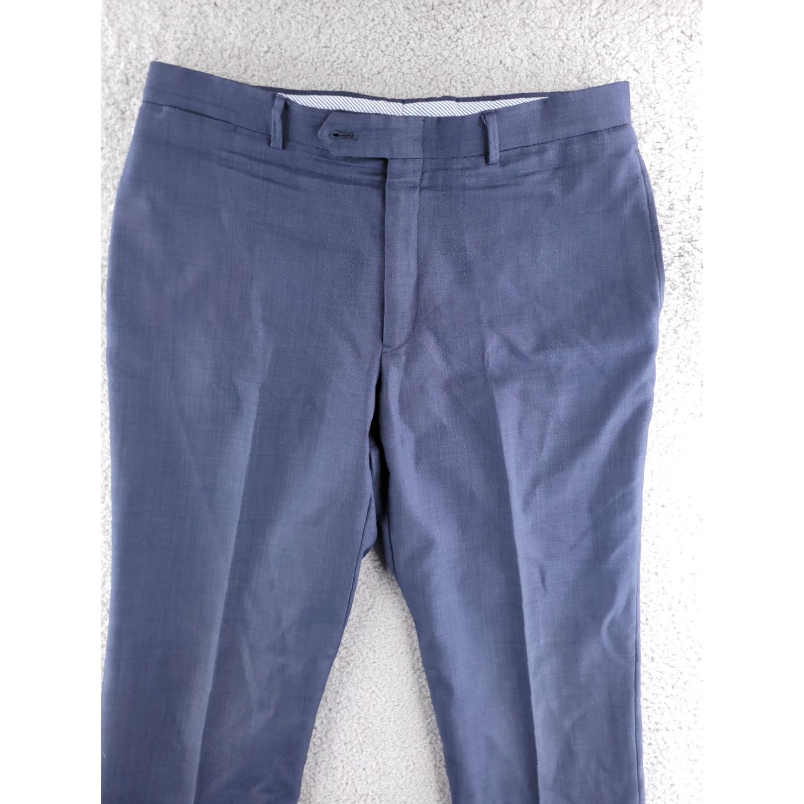 Tommy Hilfiger Tommy Hilfiger Mens Dress Pants 34x31 Blue Worsted Wool Flat Front Slim Straight Pants Mens Blue 34x31 Vintage No Size US 34 / EU 50 - 2 Thumbnail
